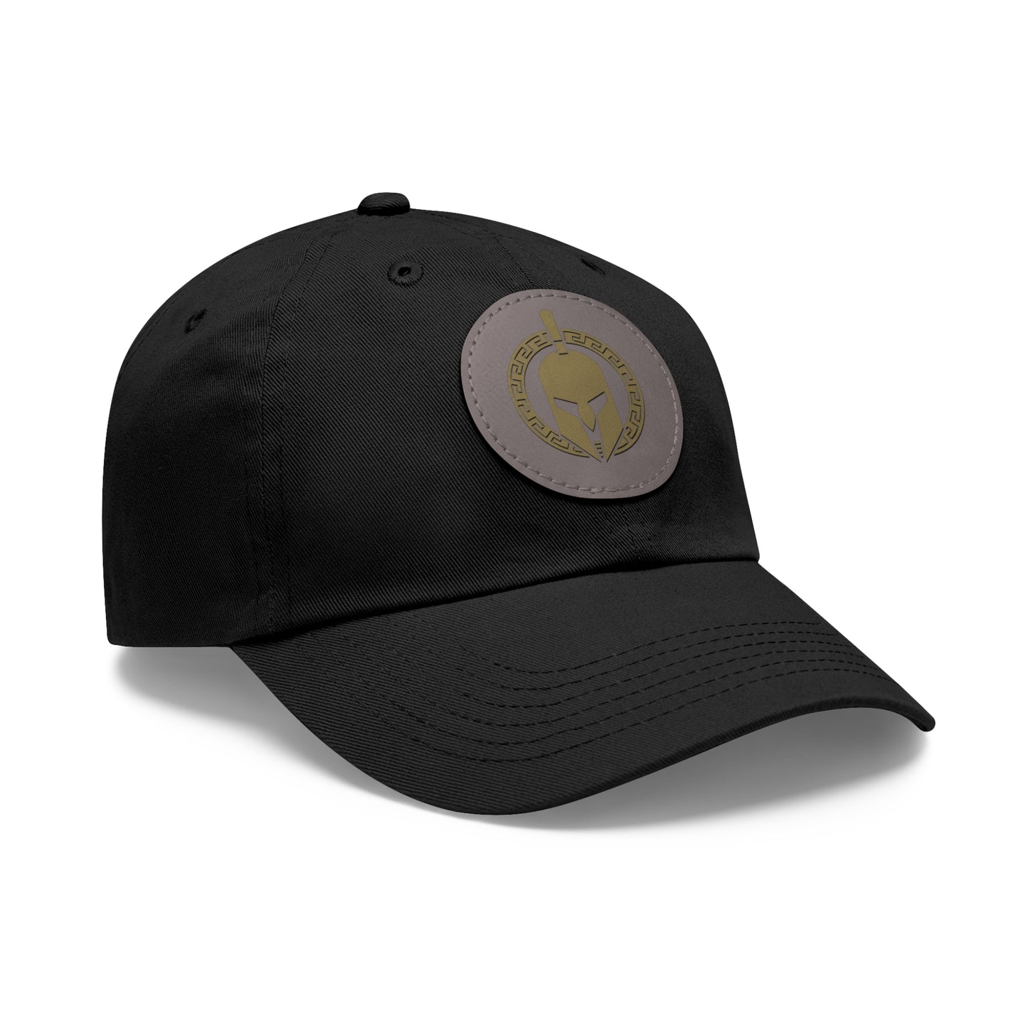 Sparta Hat - Gold Helmet on Leather Patch (Round)