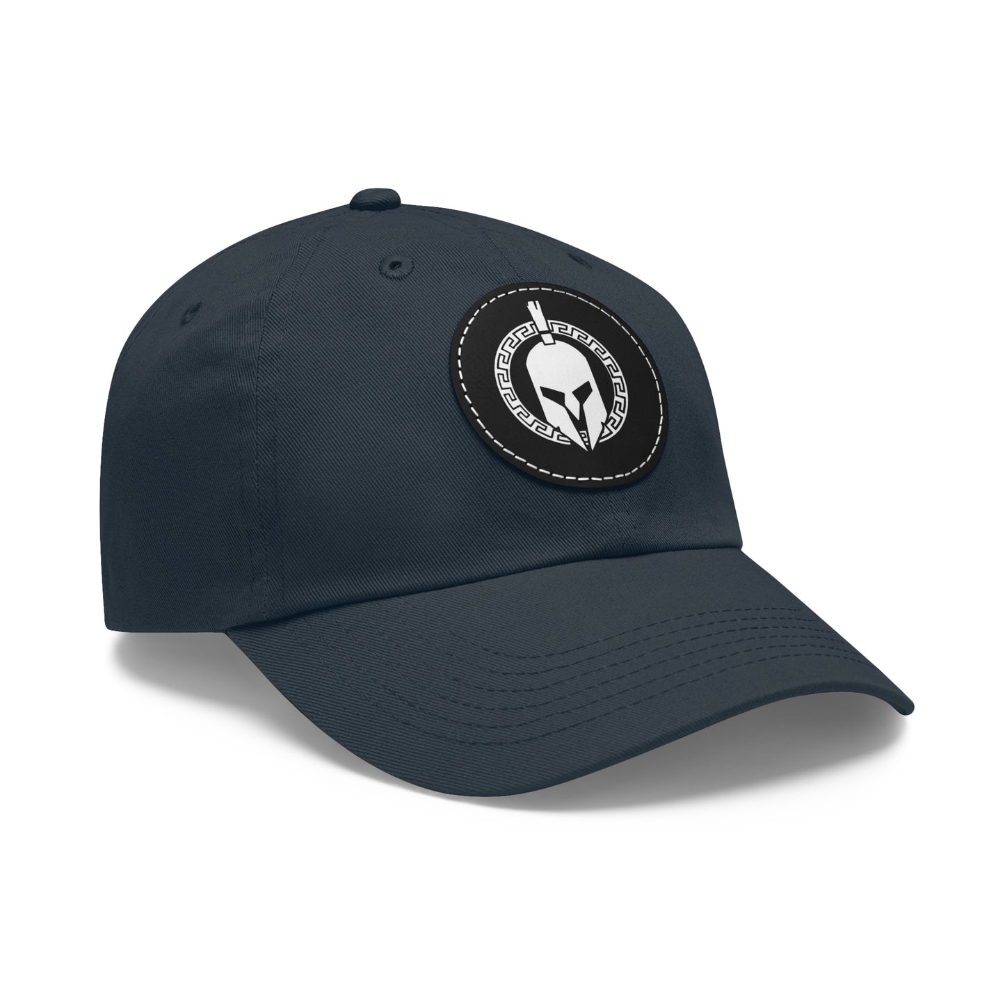 Sparta Hat - White Helmet on Leather Patch (Round)