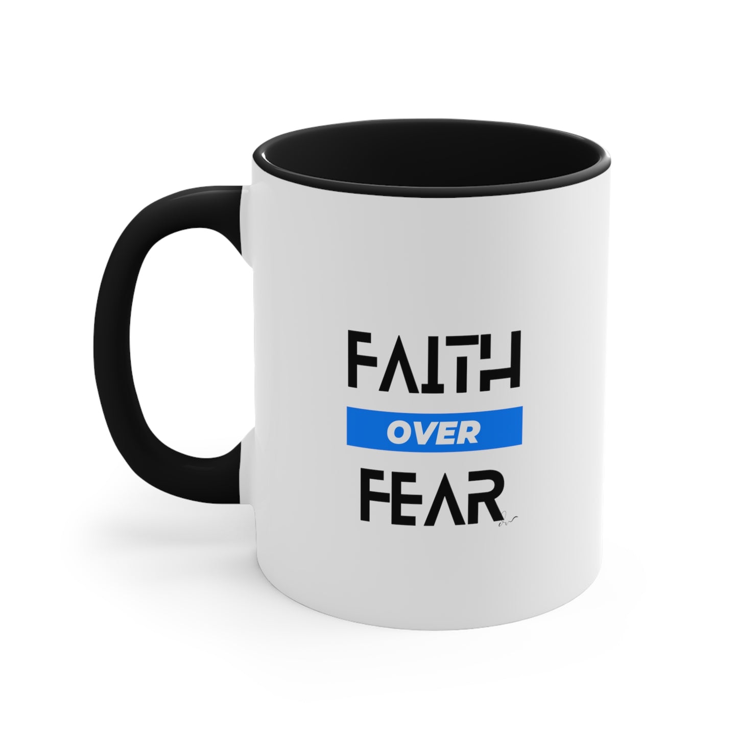 Faith Over Fear - Blue - Accent Coffee Mug, 11oz