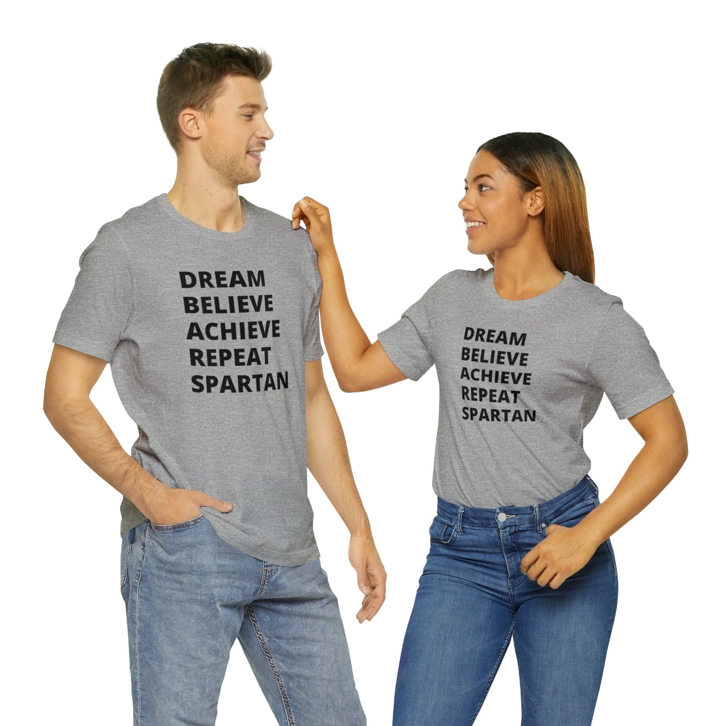 Dream Believe Achieve Repeat Spartan - Unisex Jersey Short Sleeve Tee