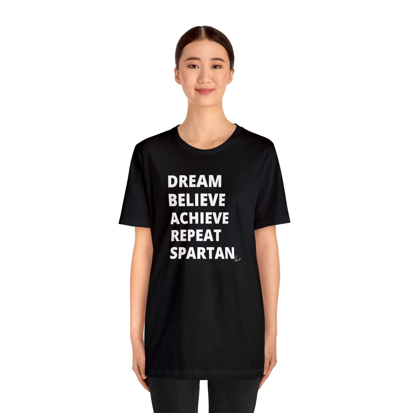 Dream Believe Achieve Repeat Spartan - Unisex Jersey Short Sleeve Tee