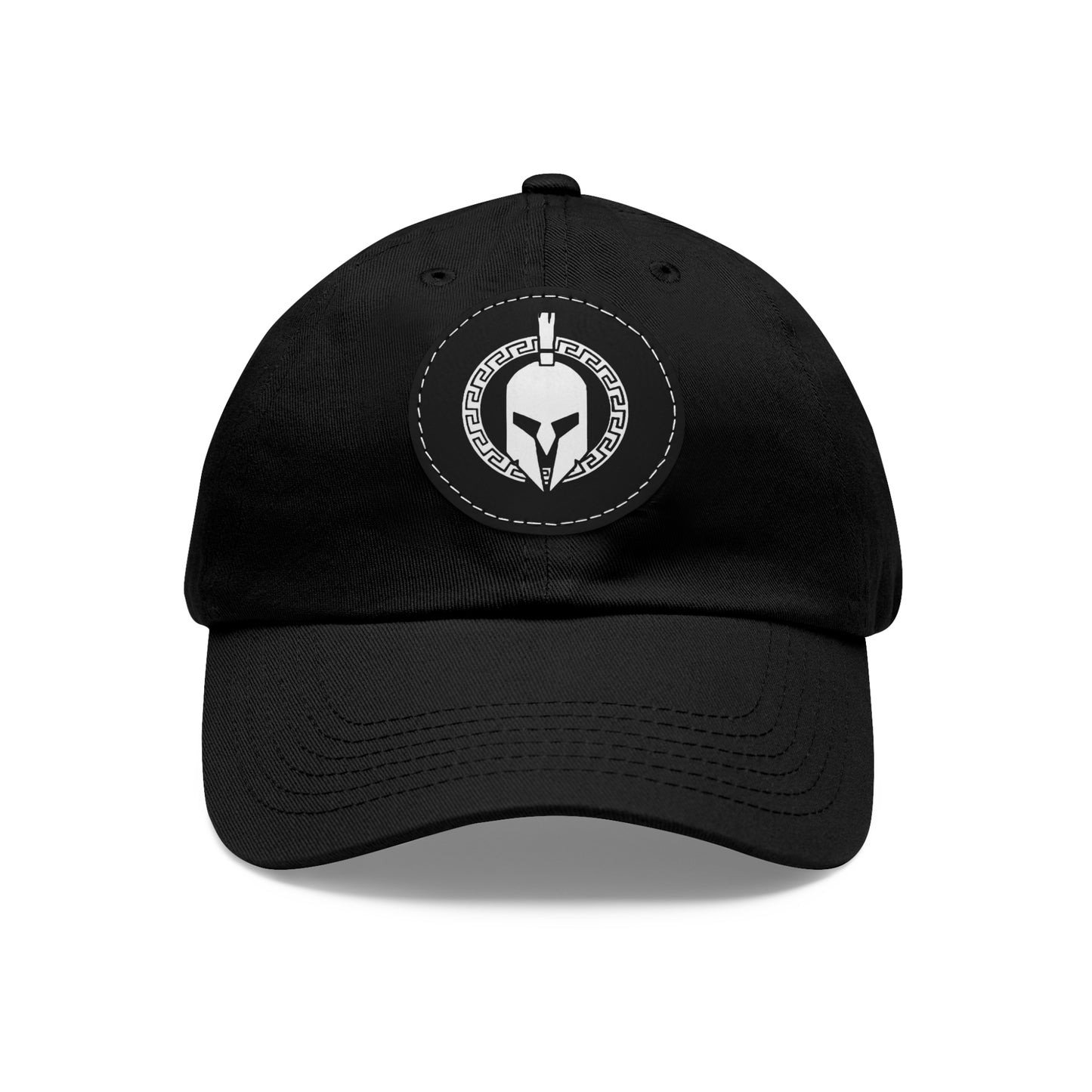 Sparta Hat - White Helmet on Leather Patch (Round)