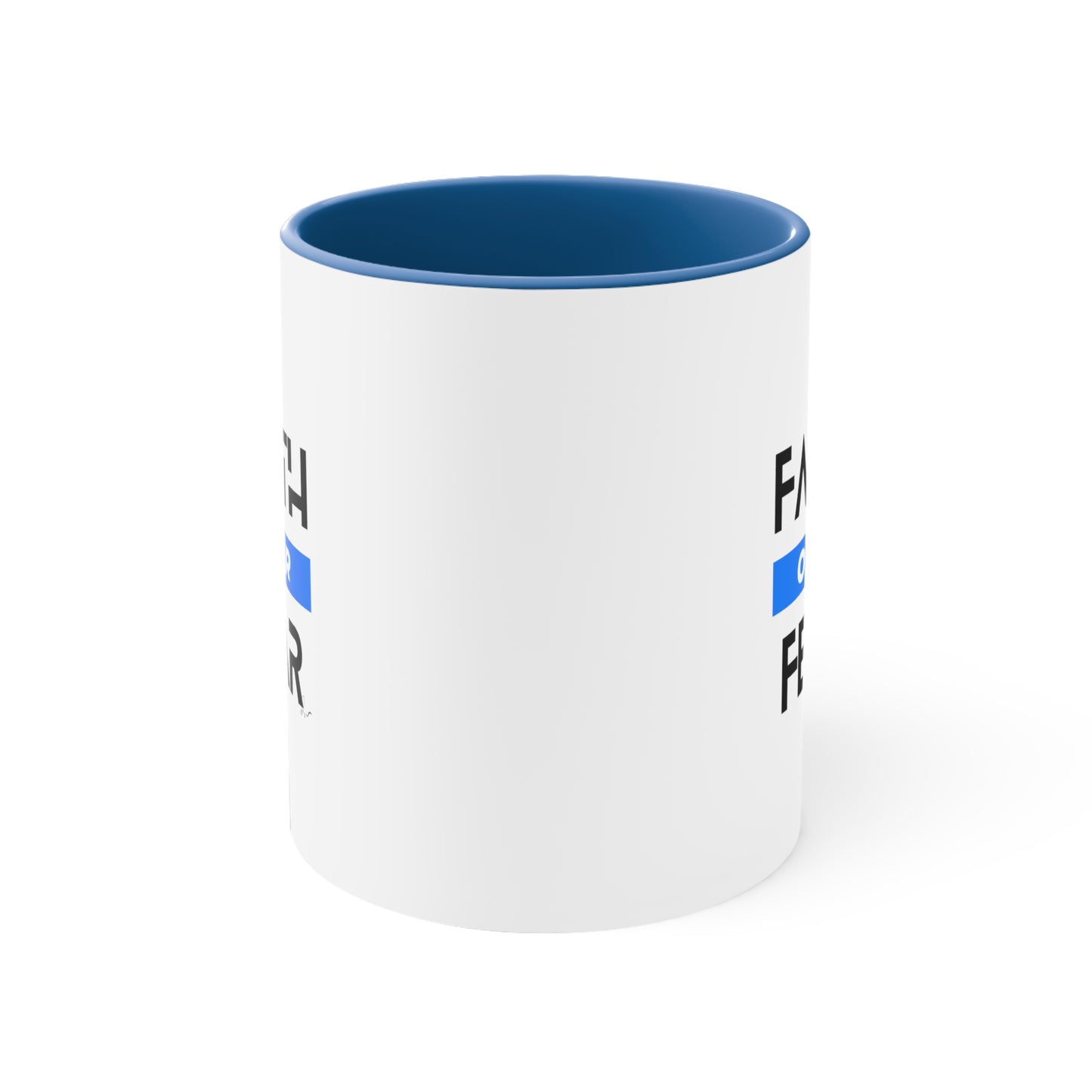 Faith Over Fear - Blue - Accent Coffee Mug, 11oz