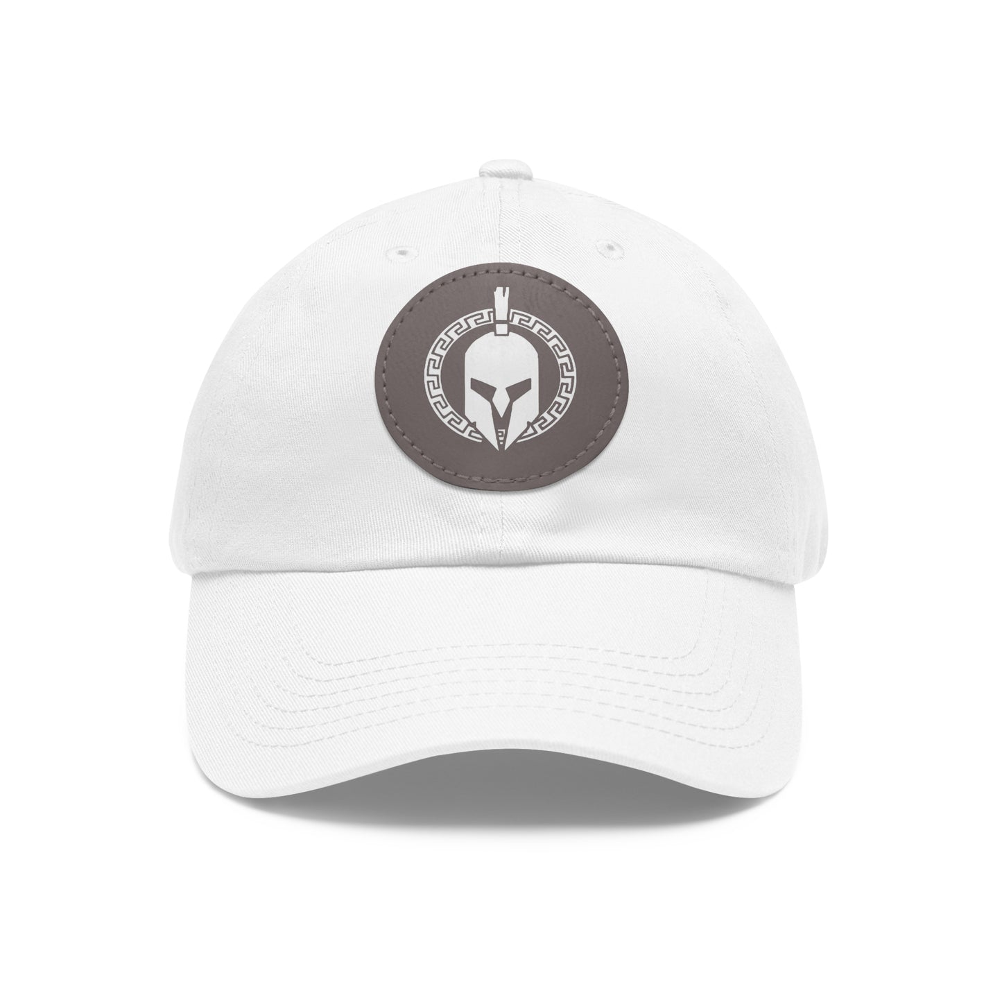 Sparta Hat - White Helmet on Leather Patch (Round)