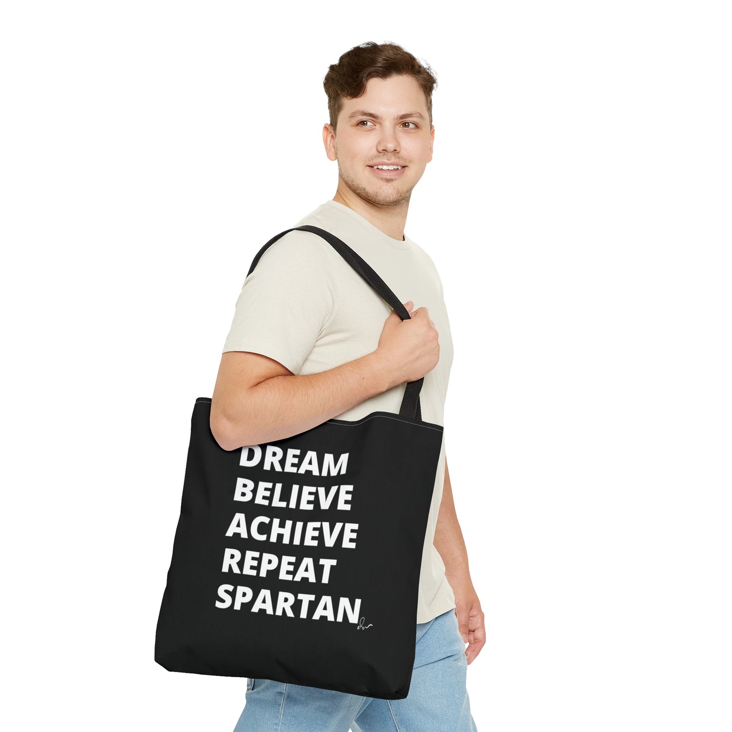 Dream Believe Achieve Repeat Spartan - Tote Bag (AOP)