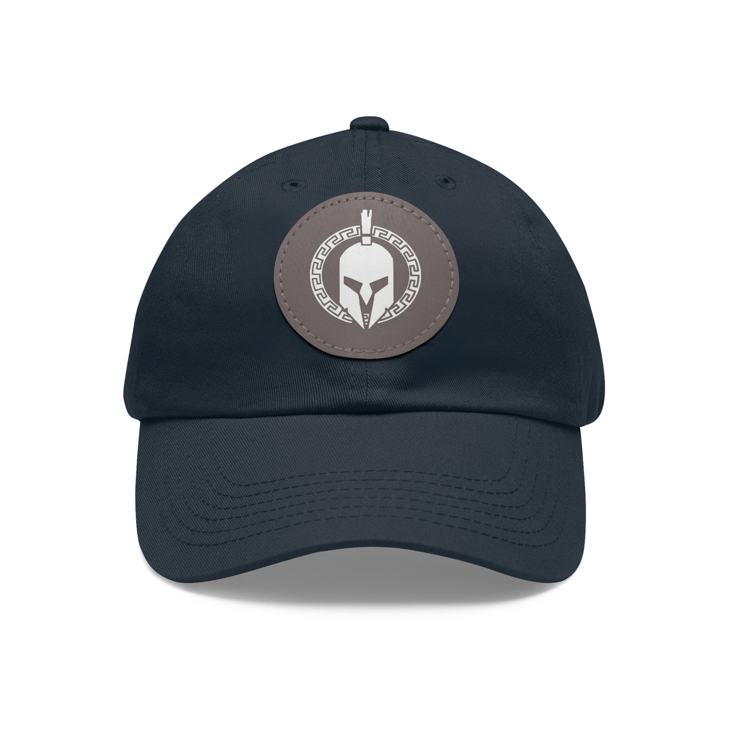 Sparta Hat - White Helmet on Leather Patch (Round)