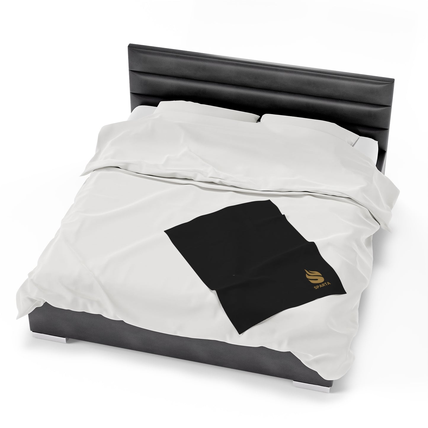 Sparta Gold Flame - Black Velveteen Plush Blanket