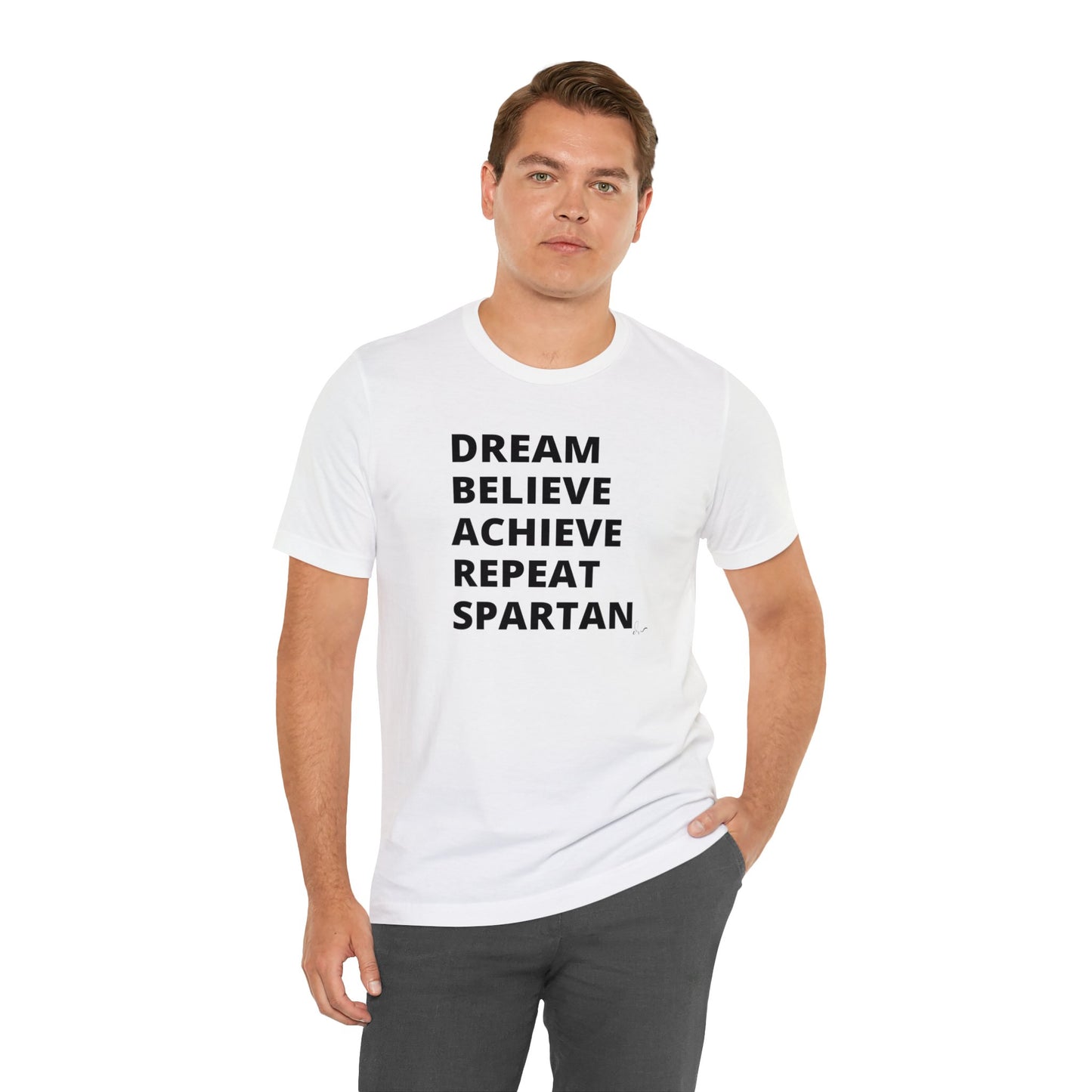 Dream Believe Achieve Repeat Spartan - Unisex Jersey Short Sleeve Tee