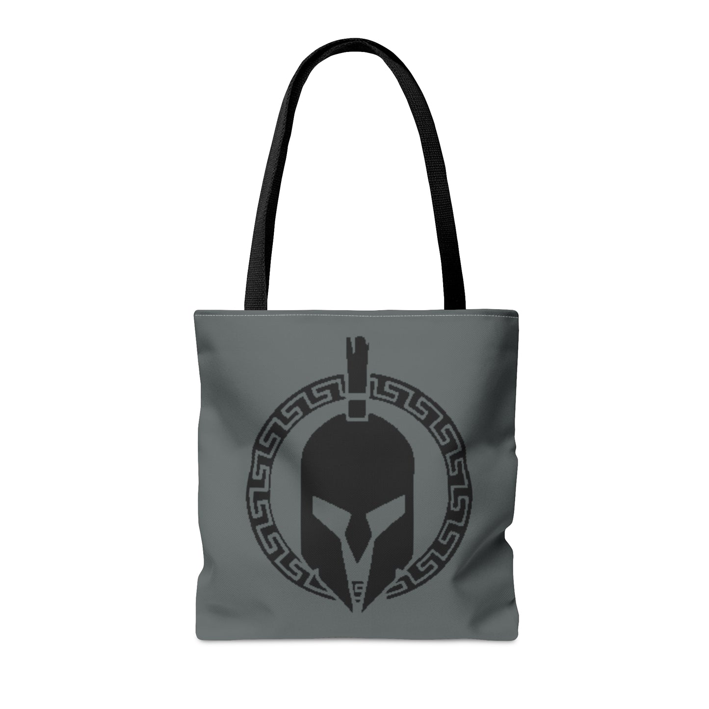 Sparta Bag - Black Helmet on Grey Tote Bag (AOP)