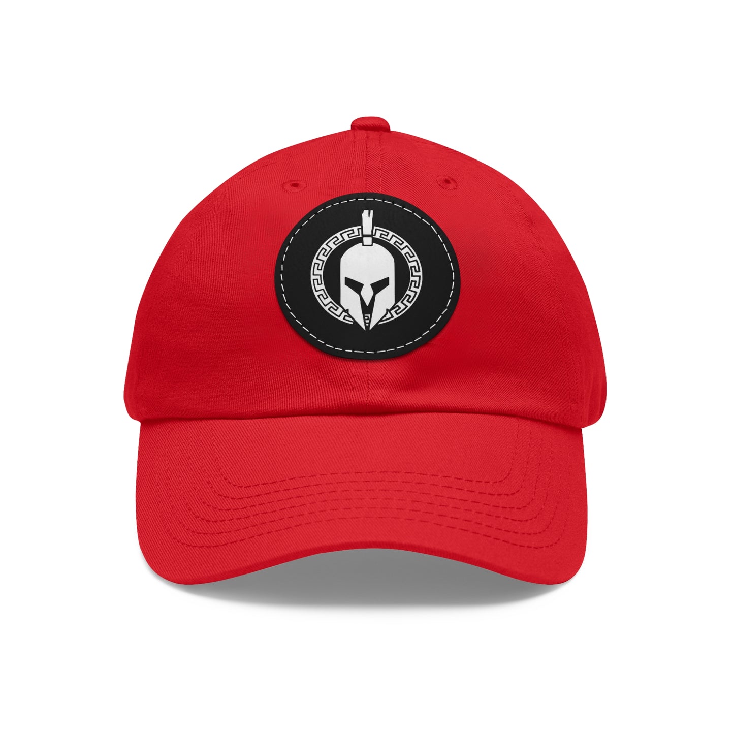 Sparta Hat - White Helmet on Leather Patch (Round)