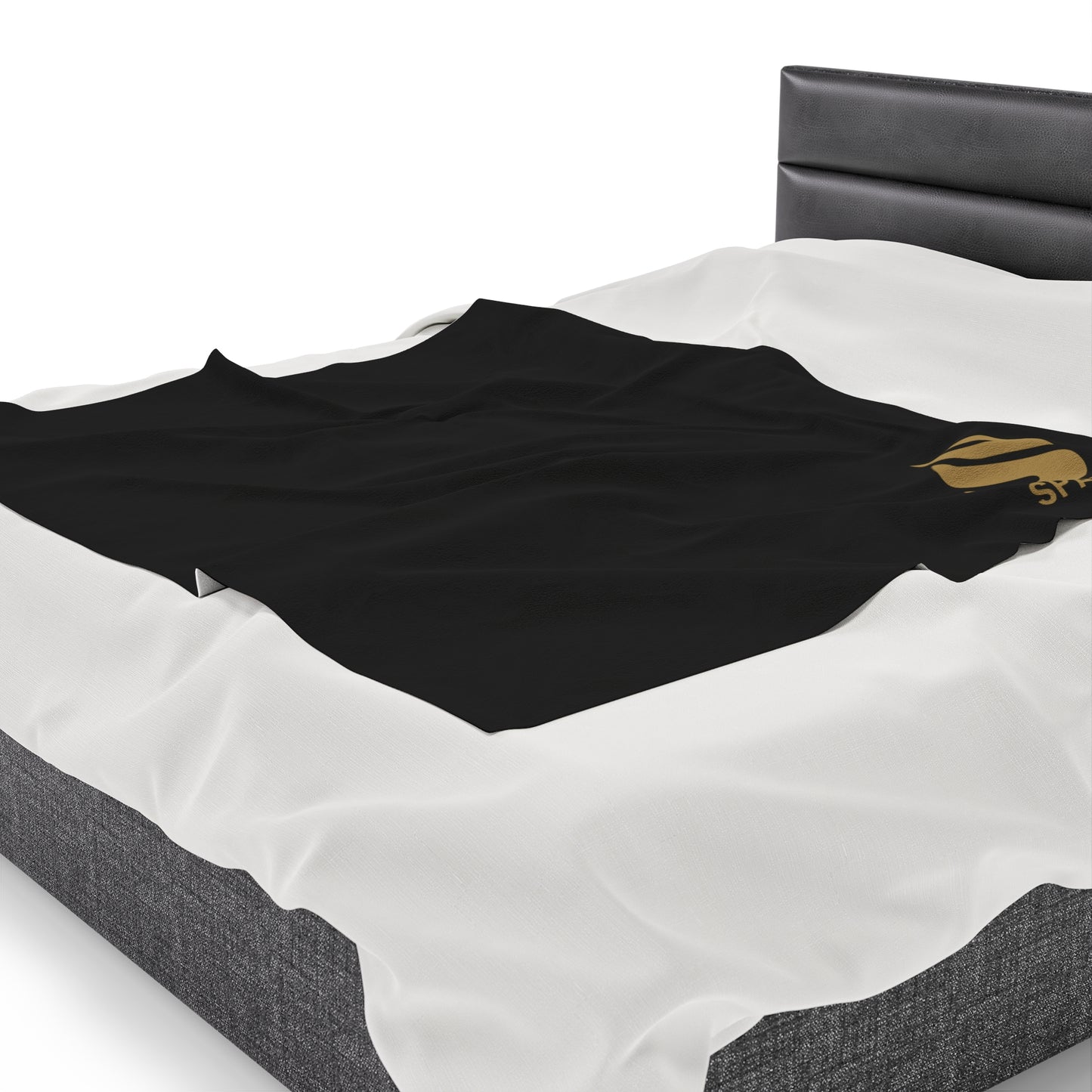 Sparta Gold Flame - Black Velveteen Plush Blanket