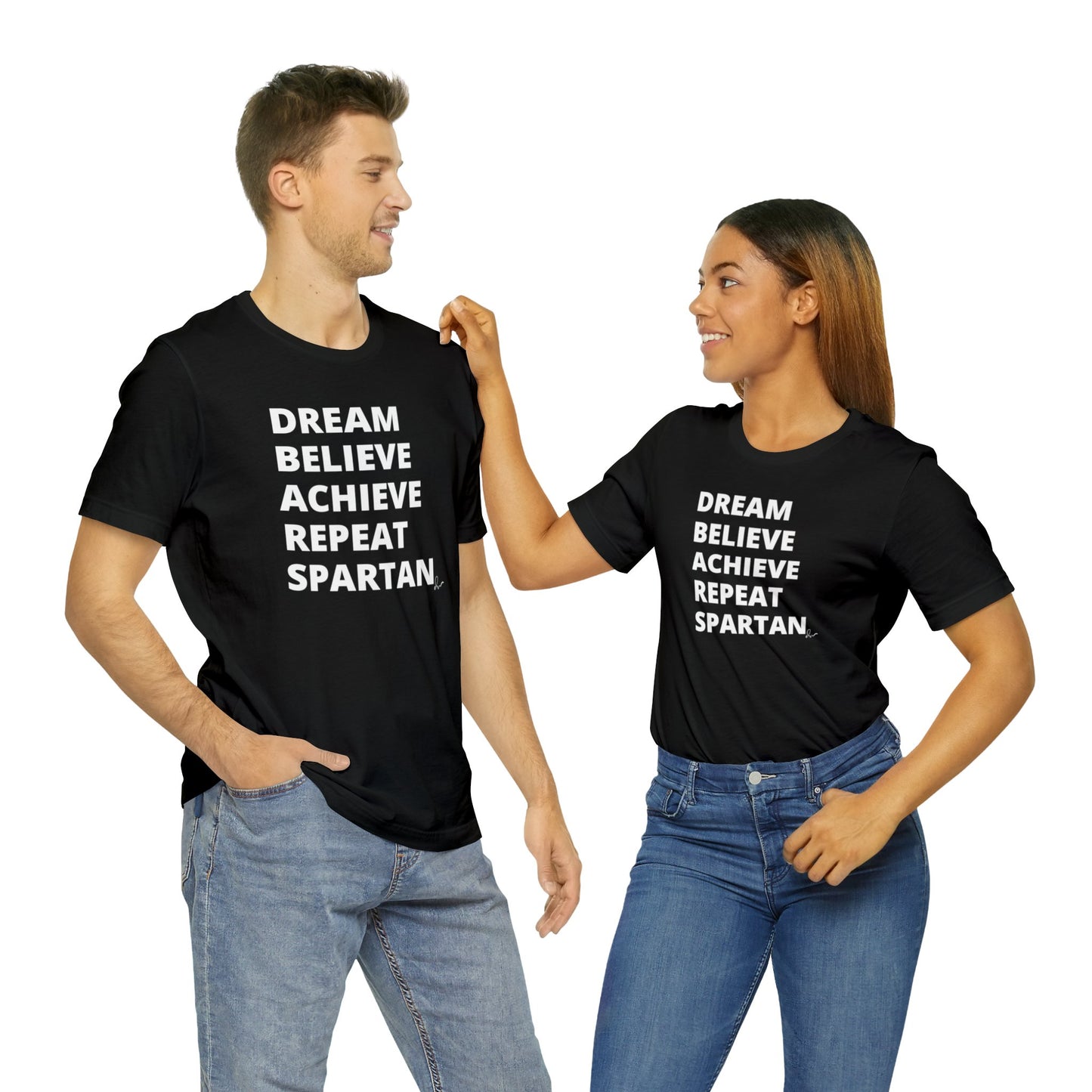 Dream Believe Achieve Repeat Spartan - Unisex Jersey Short Sleeve Tee