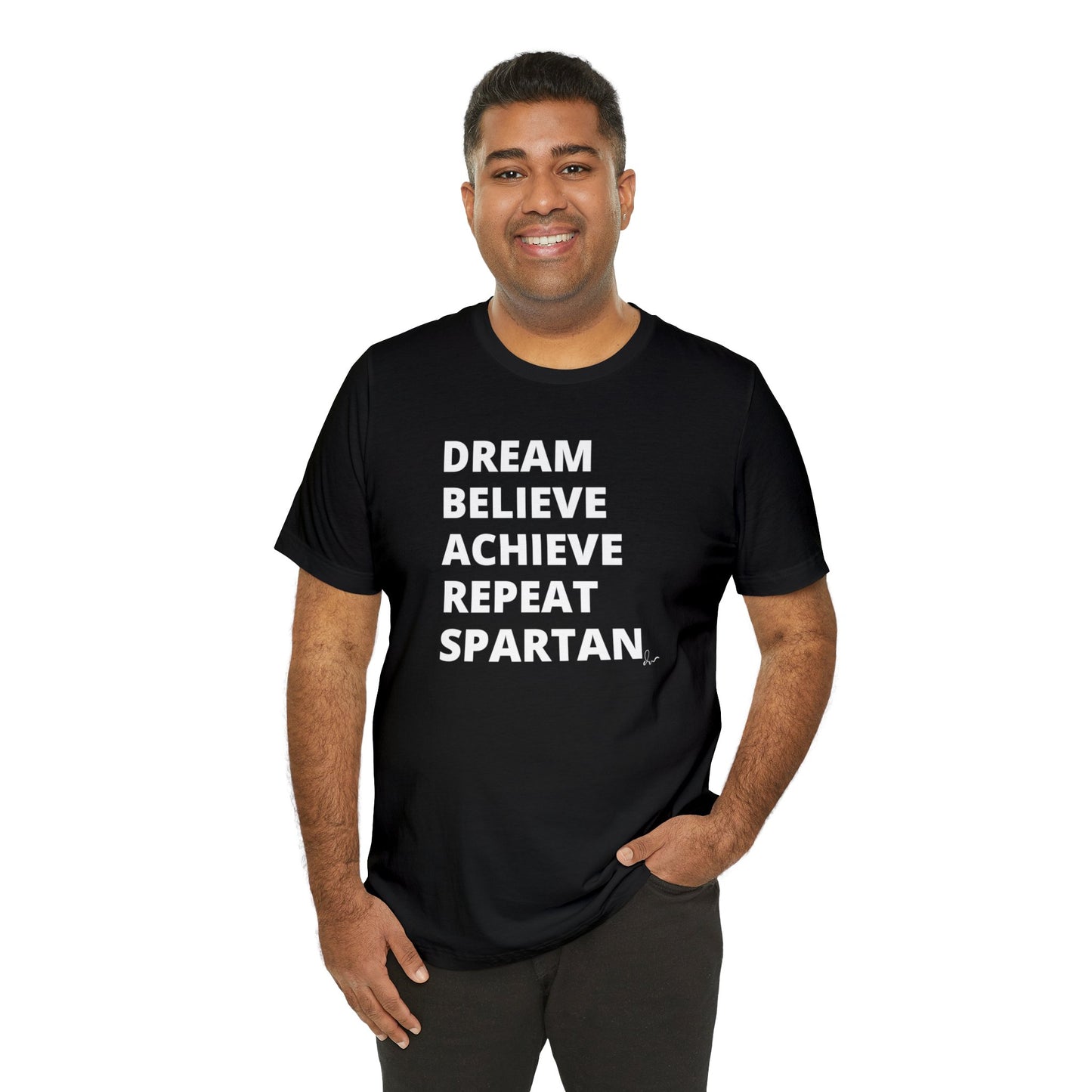 Dream Believe Achieve Repeat Spartan - Unisex Jersey Short Sleeve Tee