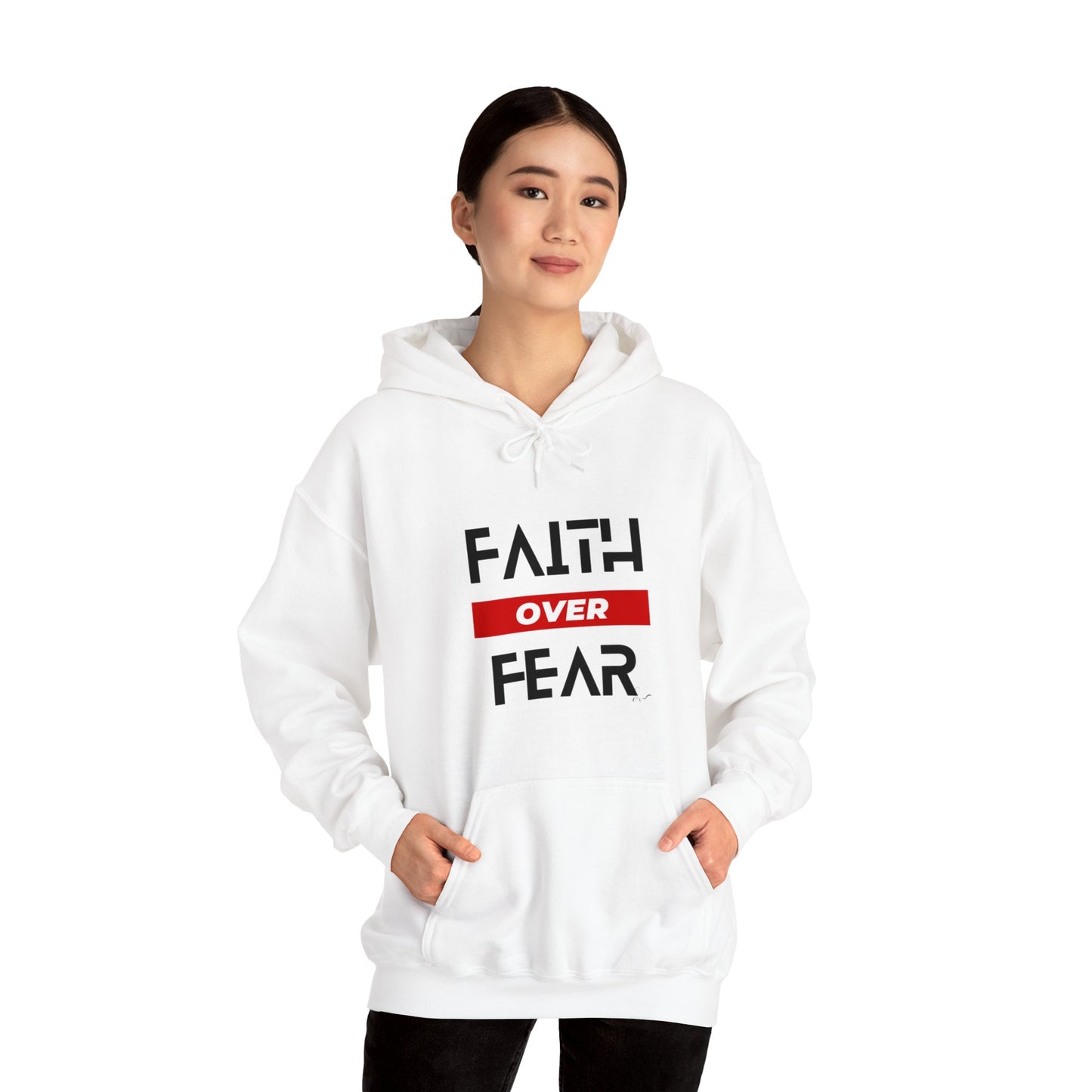 Faith Over Fear - Red - Unisex Heavy Blend™ Hooded Sweatshirt