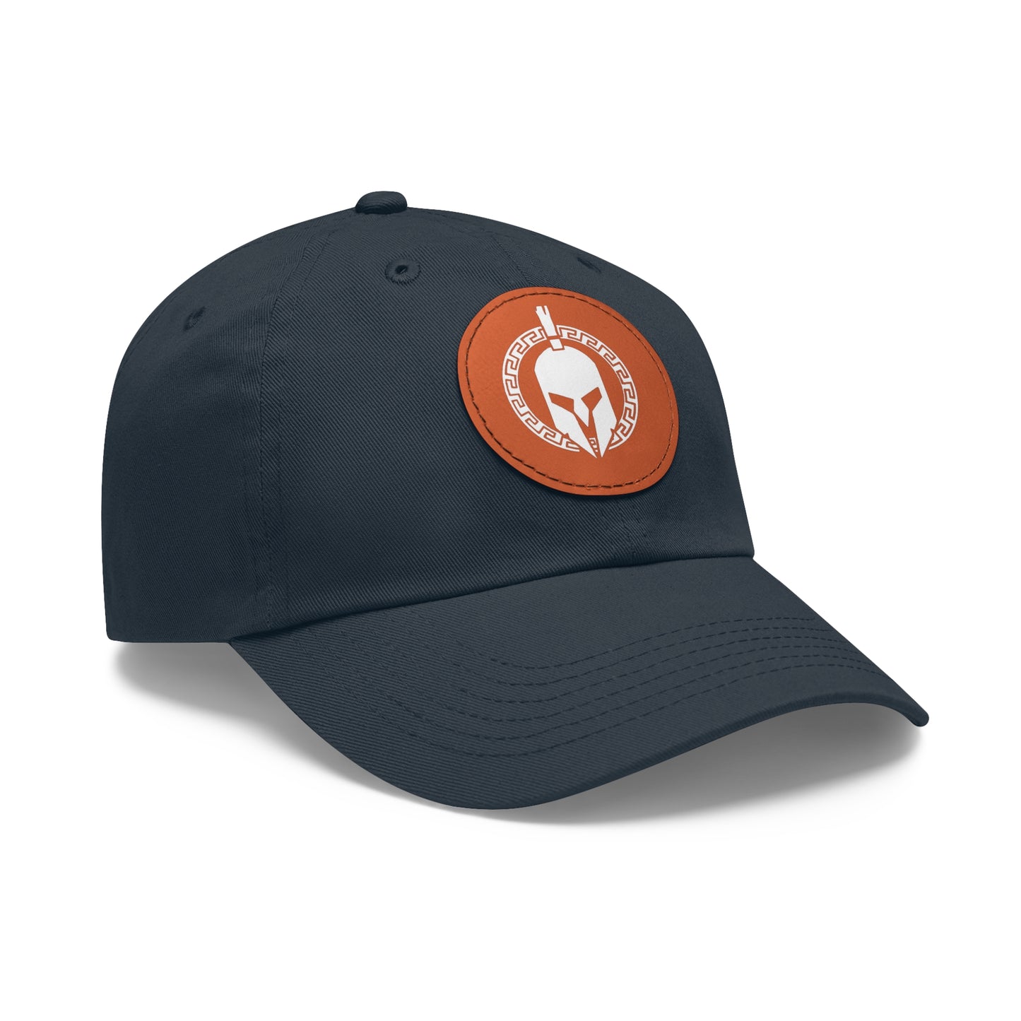 Sparta Hat - White Helmet on Leather Patch (Round)