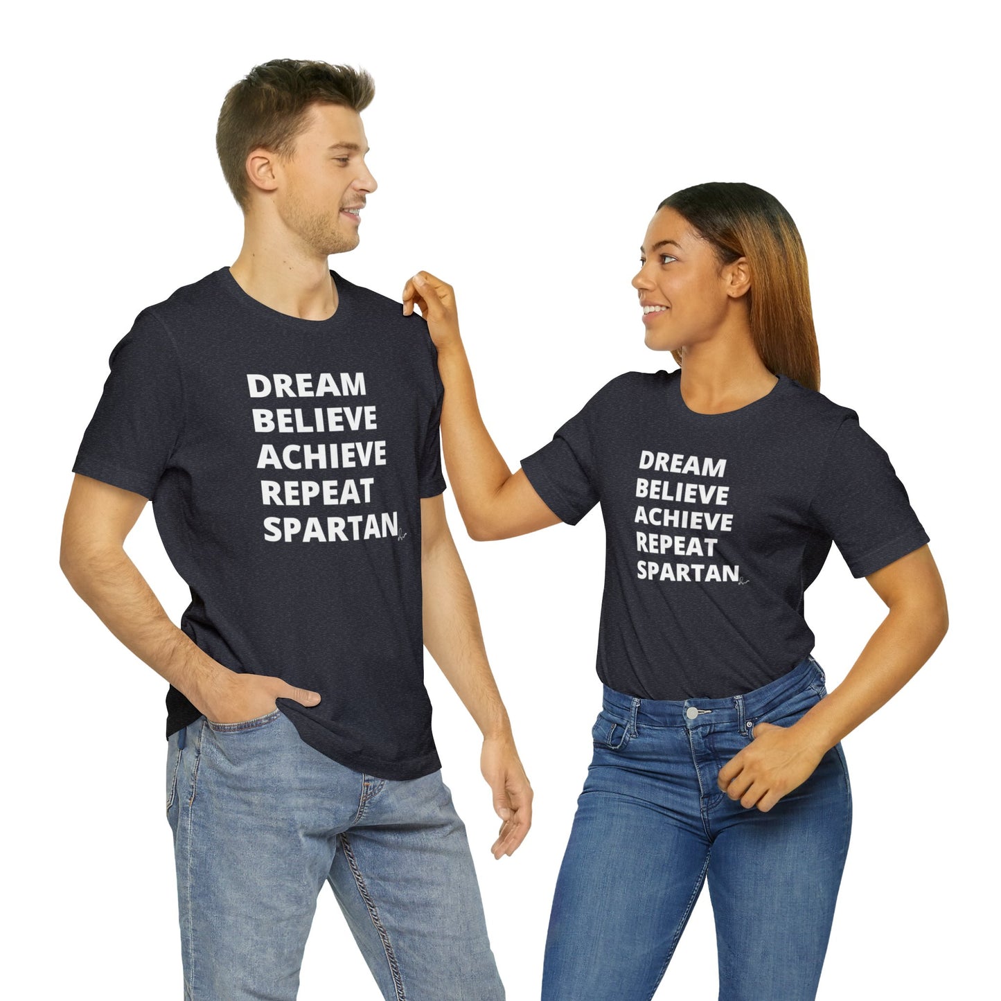 Dream Believe Achieve Repeat Spartan - Unisex Jersey Short Sleeve Tee