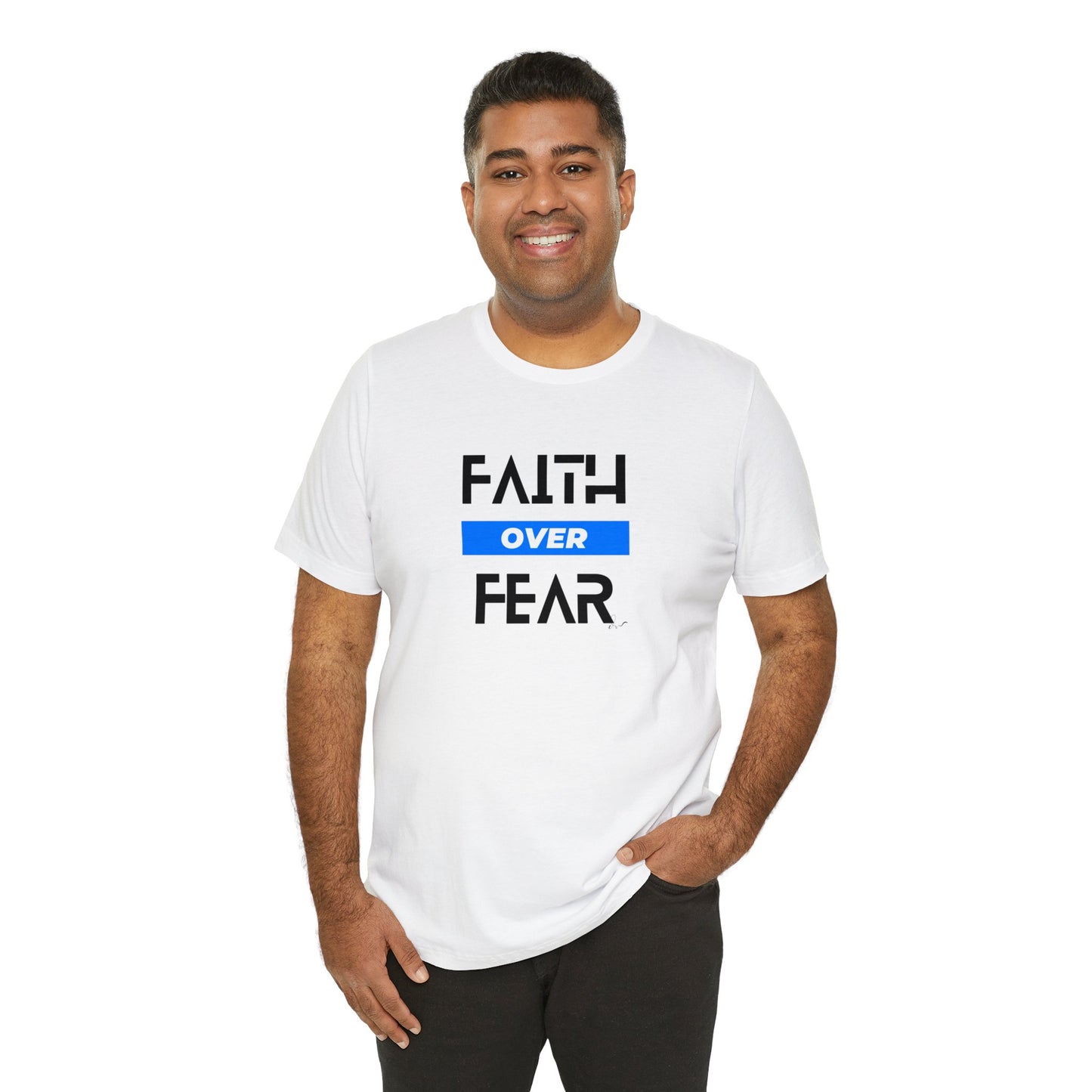 Faith Over Fear - Blue - Unisex Jersey Short Sleeve Tee