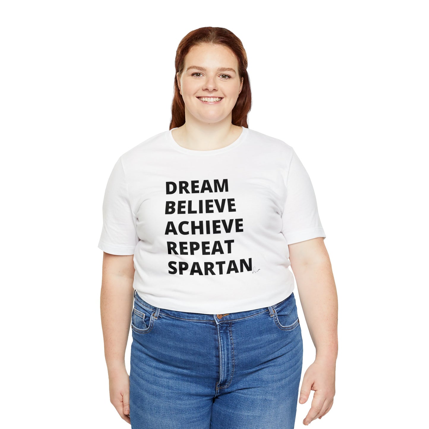 Dream Believe Achieve Repeat Spartan - Unisex Jersey Short Sleeve Tee