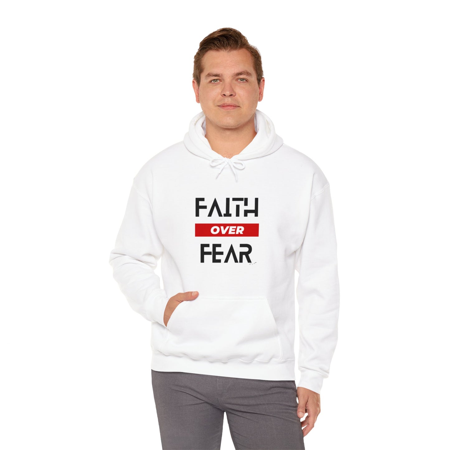 Faith Over Fear - Red - Unisex Heavy Blend™ Hooded Sweatshirt