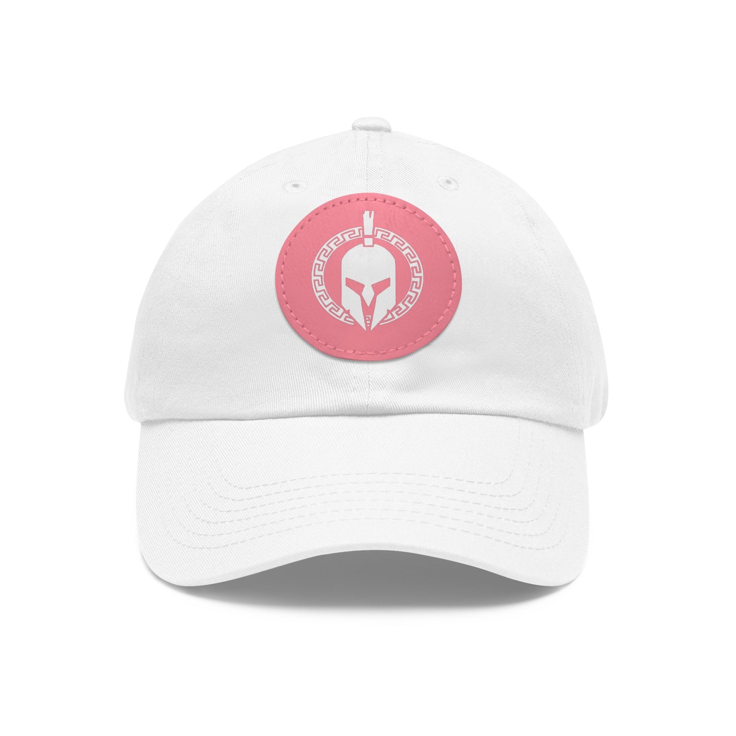 Sparta Hat - White Helmet on Leather Patch (Round)