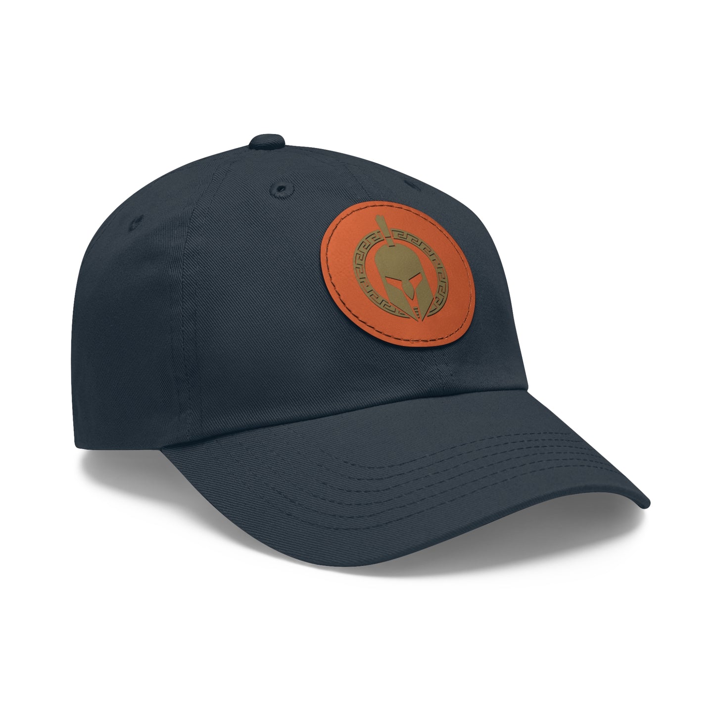 Sparta Hat - Gold Helmet on Leather Patch (Round)