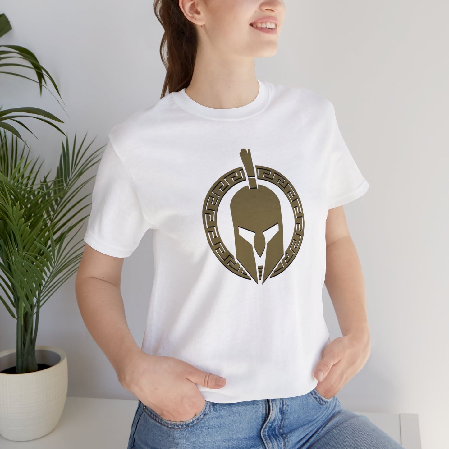 Sparta Large Gold Helmet - Unisex Jersey Short Sleeve Tee