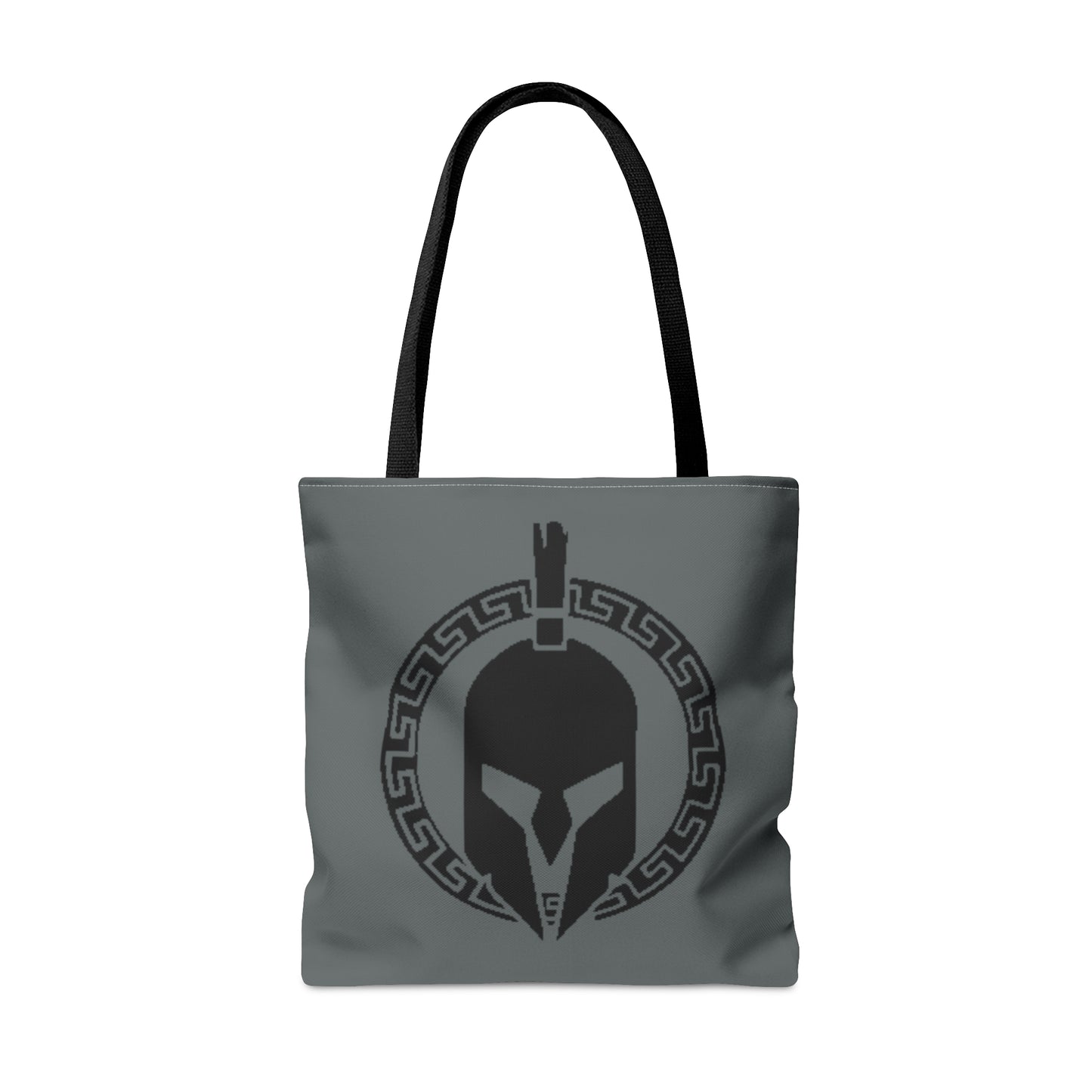 Sparta Bag - Black Helmet on Grey Tote Bag (AOP)