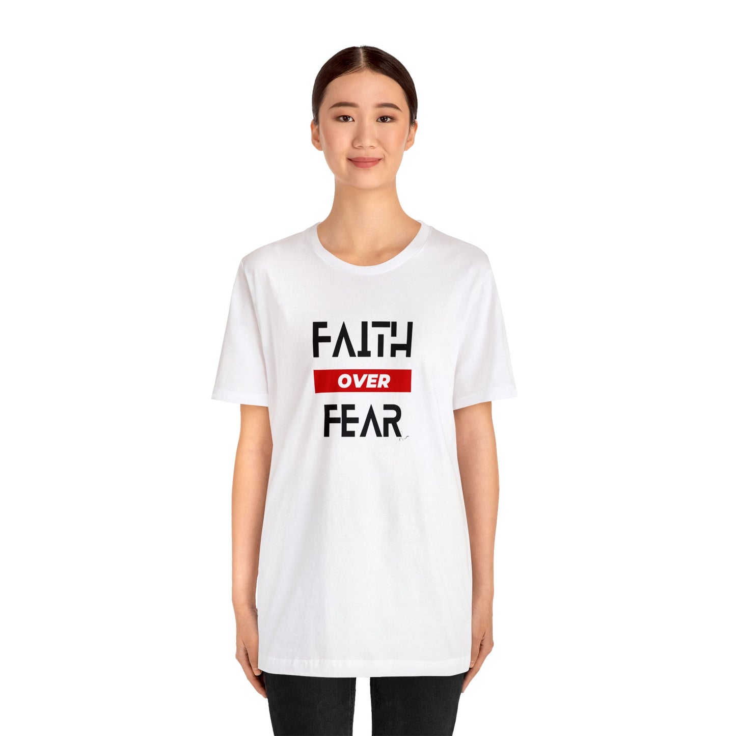 Faith Over Fear - Red - Unisex Jersey Short Sleeve Tee