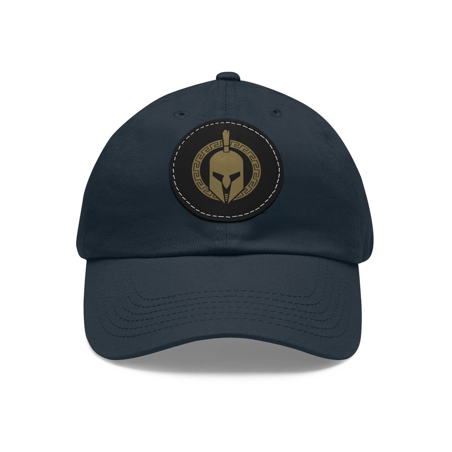 Sparta Hat - Gold Helmet on Leather Patch (Round)