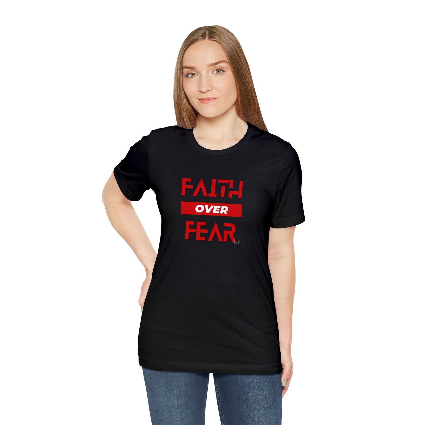 Faith Over Fear - Red - Unisex Jersey Short Sleeve Tee