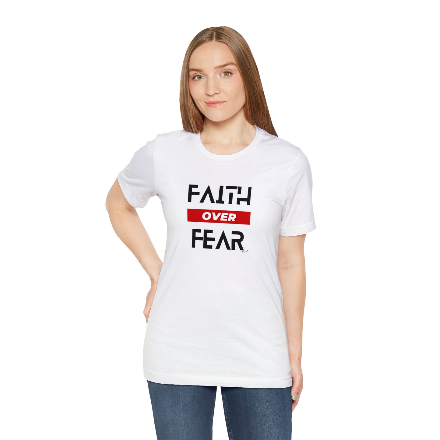 Faith Over Fear - Red - Unisex Jersey Short Sleeve Tee