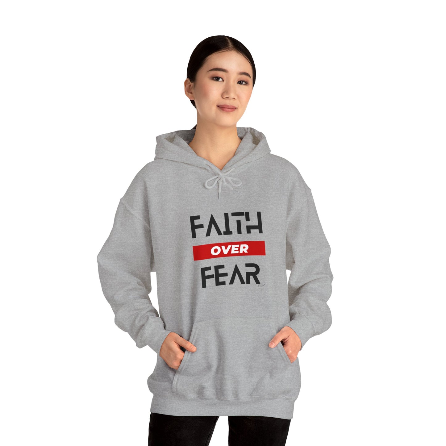 Faith Over Fear - Red - Unisex Heavy Blend™ Hooded Sweatshirt