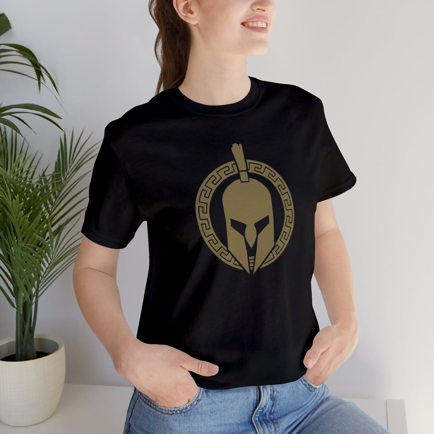 Sparta Large Gold Helmet - Unisex Jersey Short Sleeve Tee