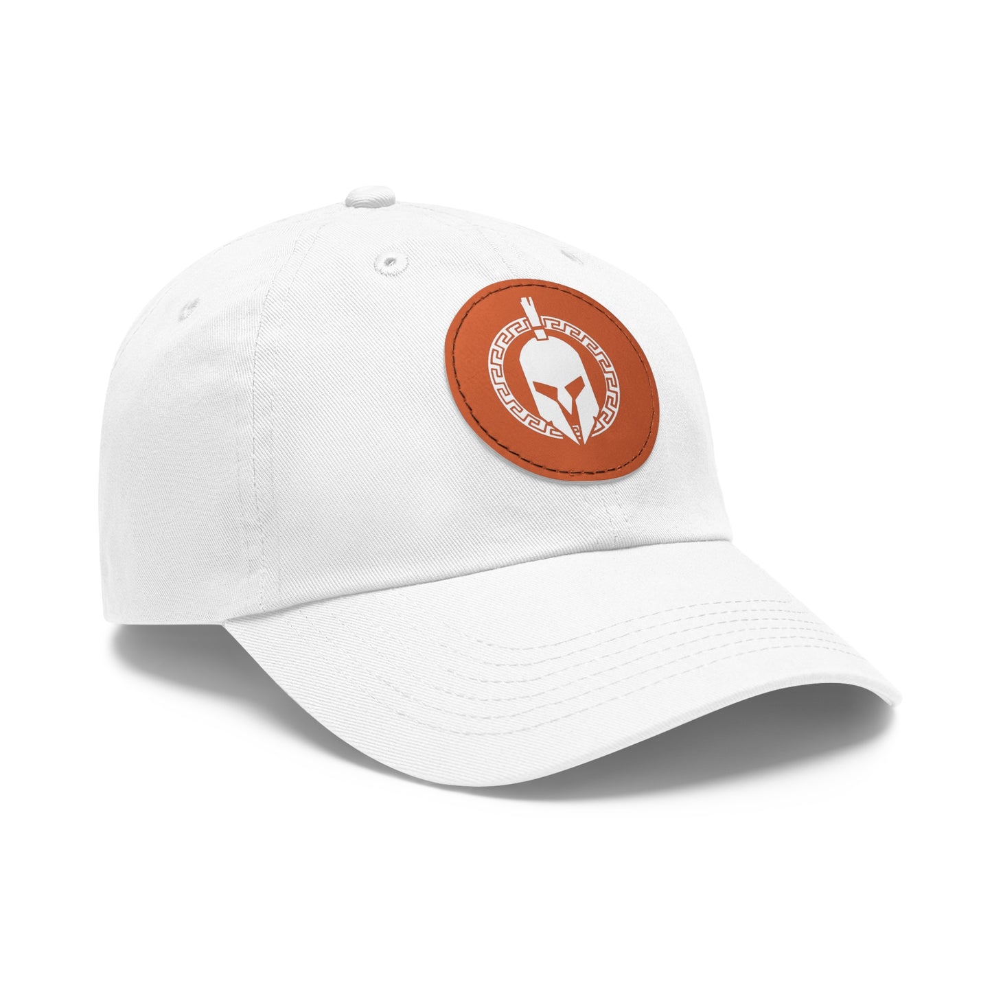 Sparta Hat - White Helmet on Leather Patch (Round)