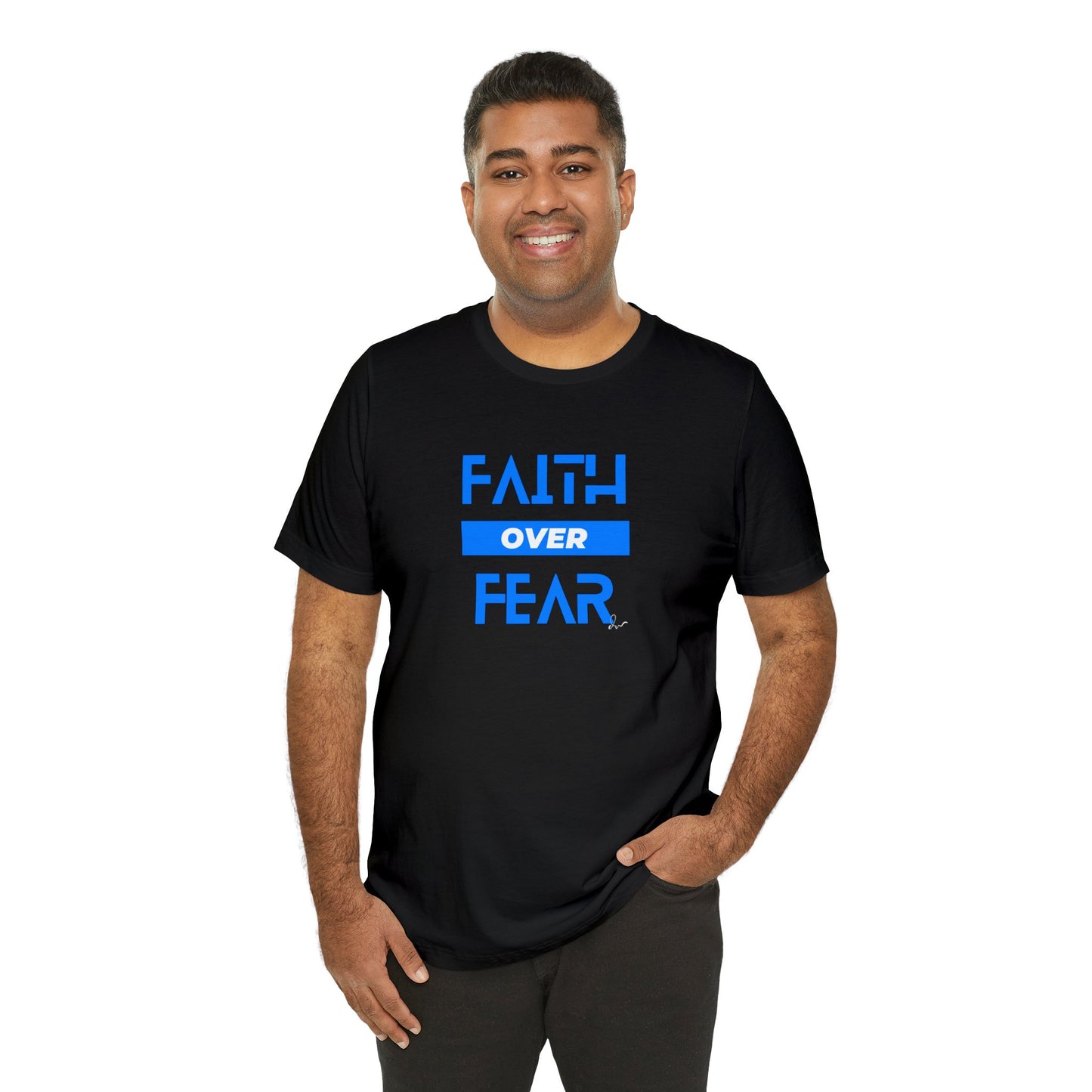 Faith Over Fear - Blue - Unisex Jersey Short Sleeve Tee