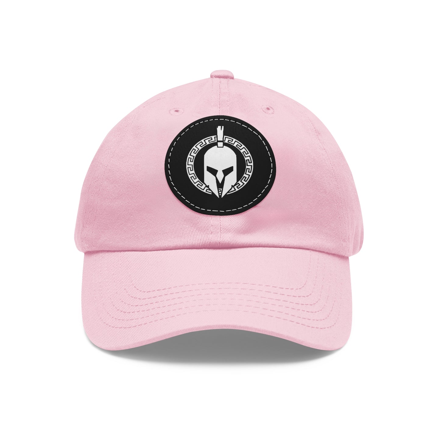 Sparta Hat - White Helmet on Leather Patch (Round)