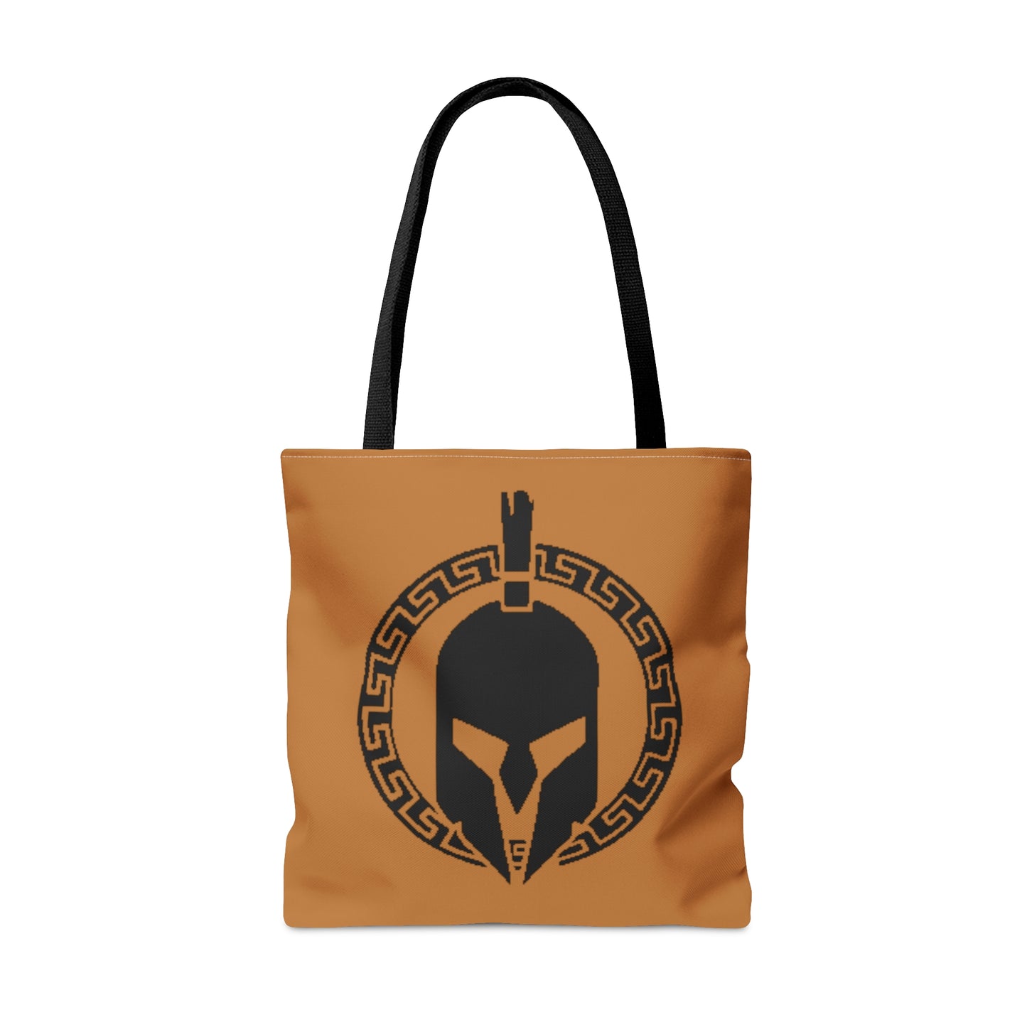 Sparta Bag - Black Helmet on Light Brown Tote Bag (AOP)