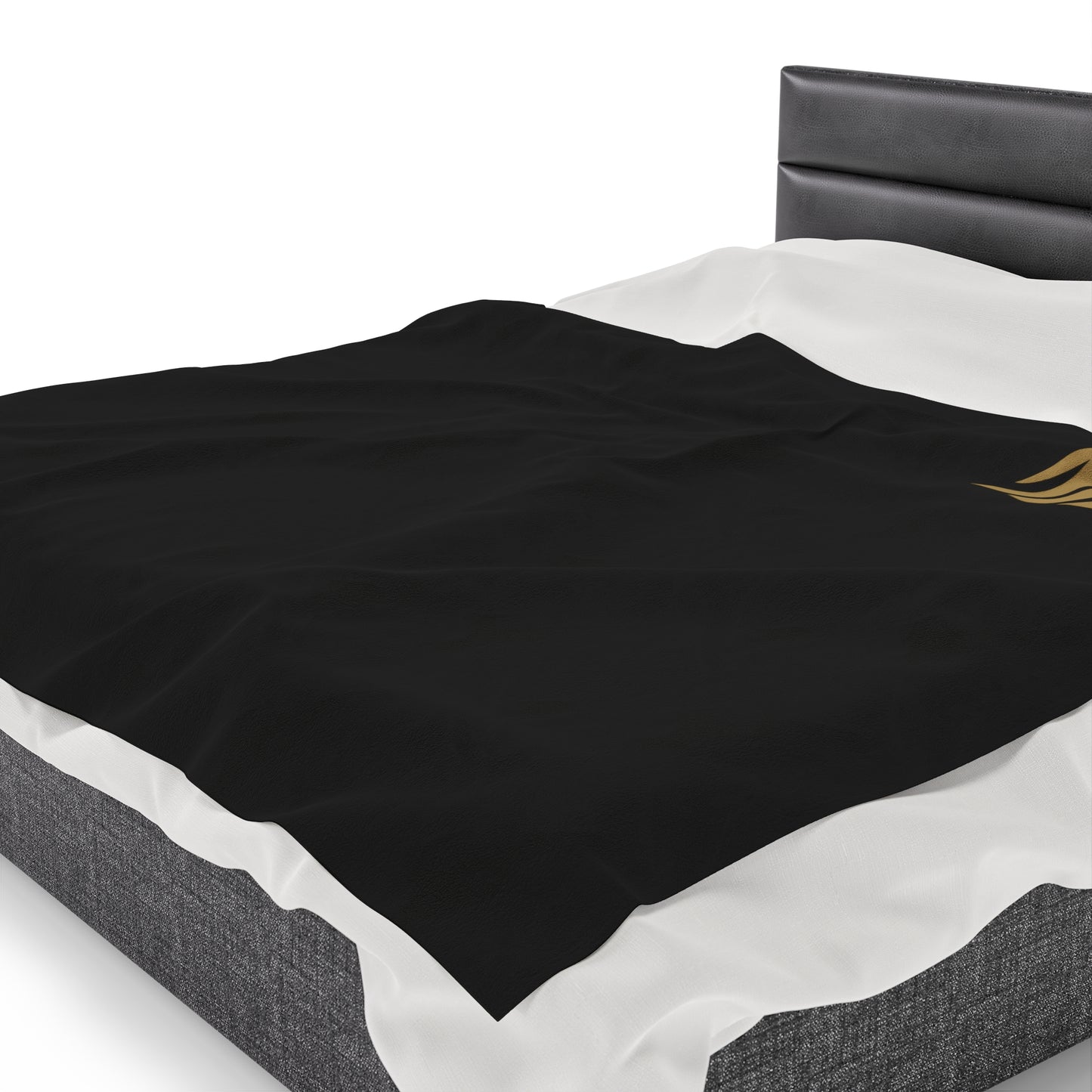 Sparta Gold Flame - Black Velveteen Plush Blanket