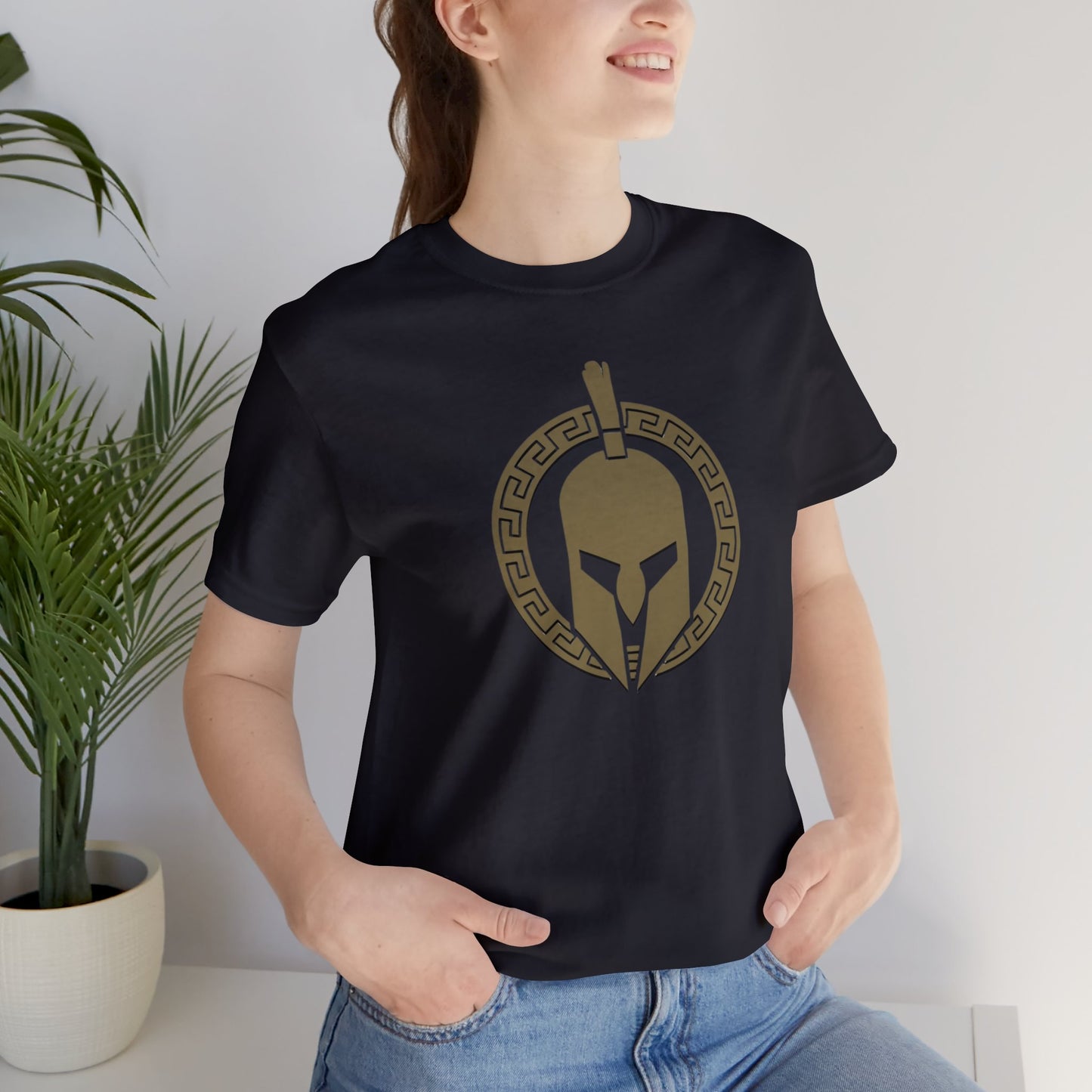 Sparta Large Gold Helmet - Unisex Jersey Short Sleeve Tee