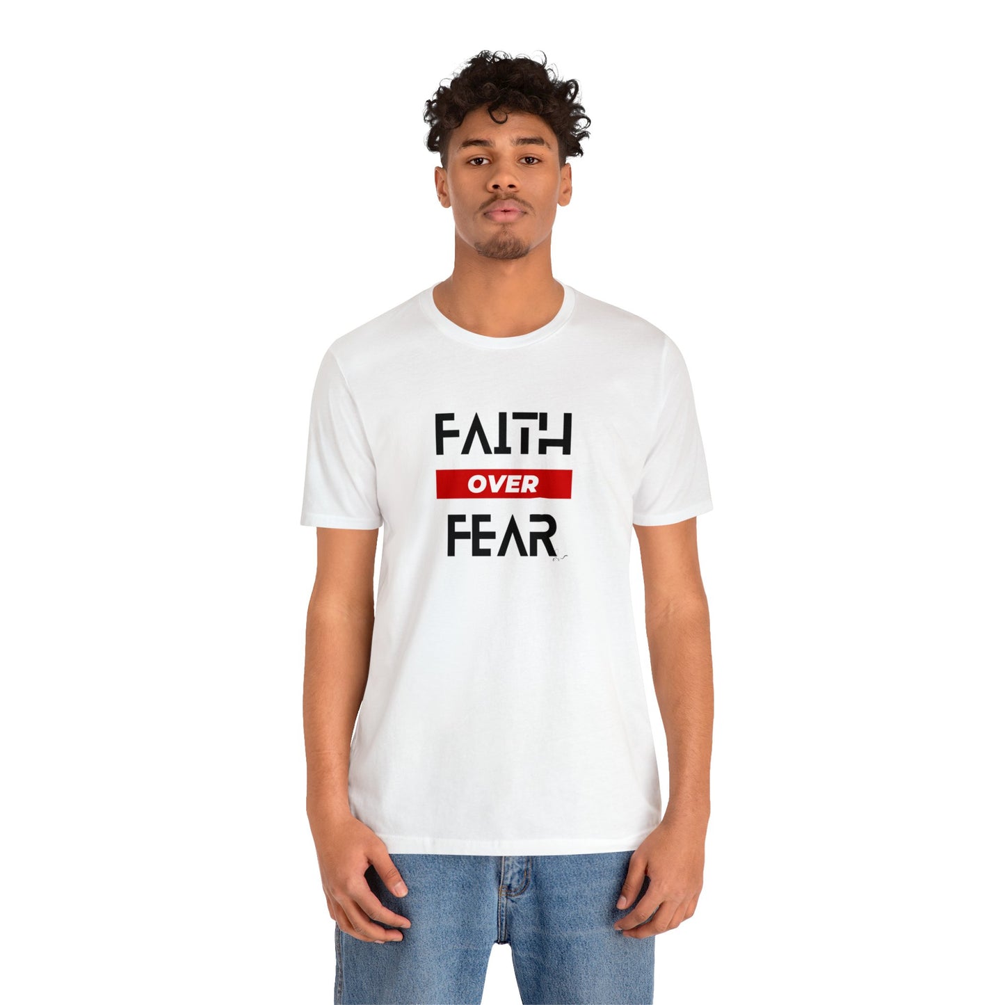 Faith Over Fear - Red - Unisex Jersey Short Sleeve Tee