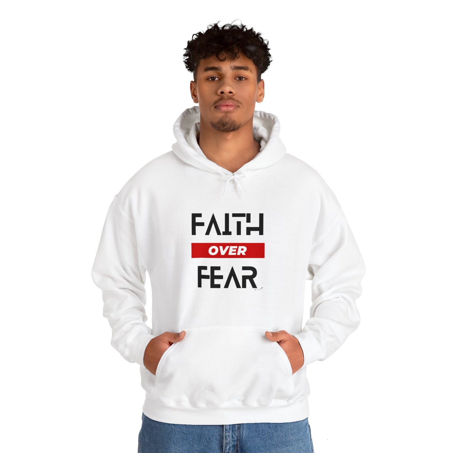 Faith Over Fear - Red - Unisex Heavy Blend™ Hooded Sweatshirt