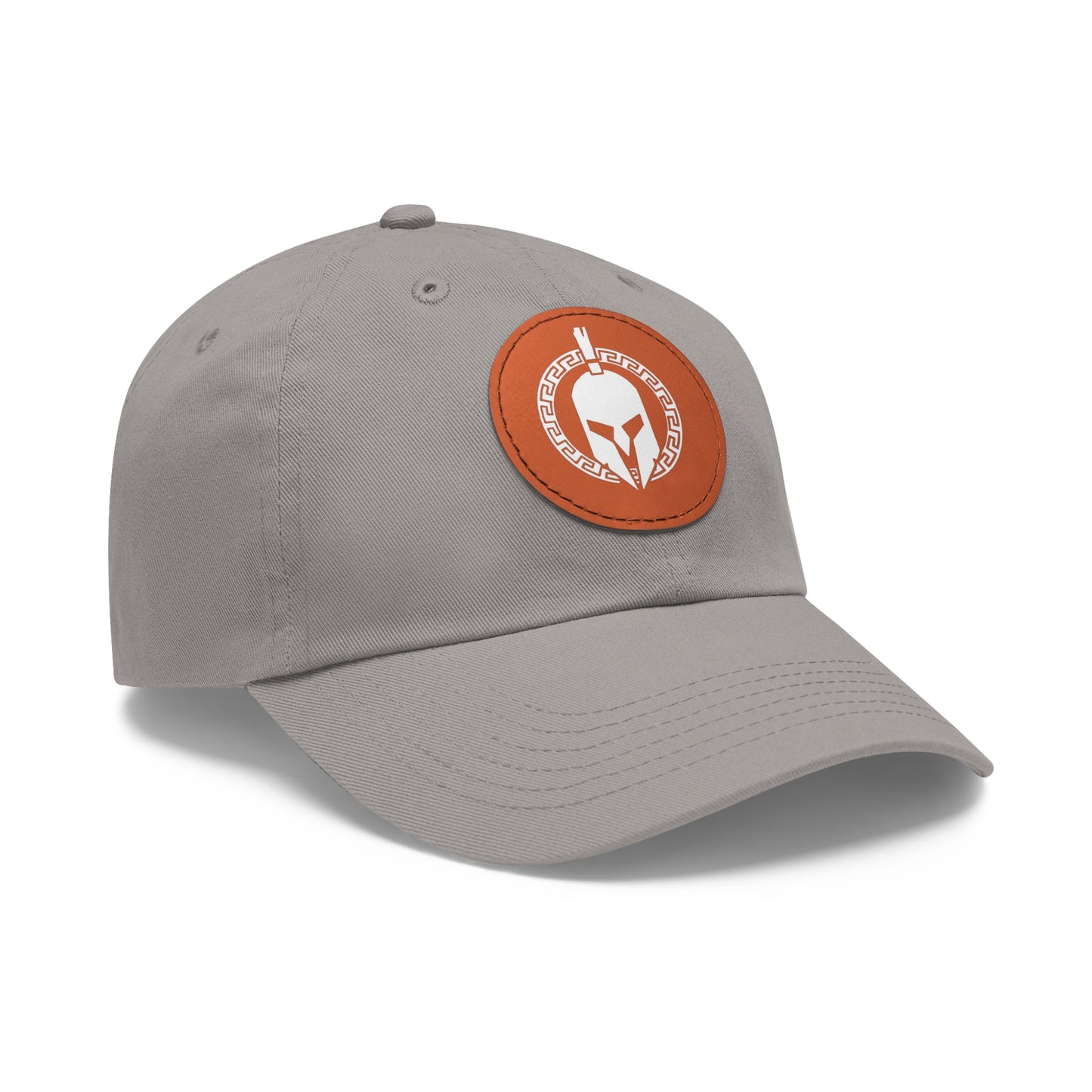 Sparta Hat - White Helmet on Leather Patch (Round)