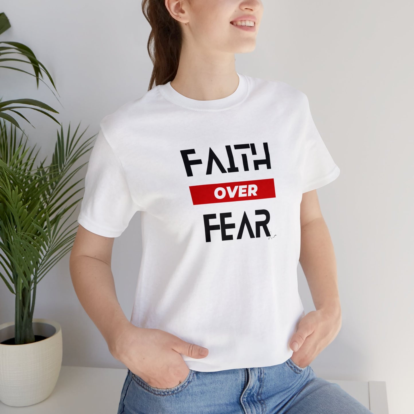 Faith Over Fear - Red - Unisex Jersey Short Sleeve Tee