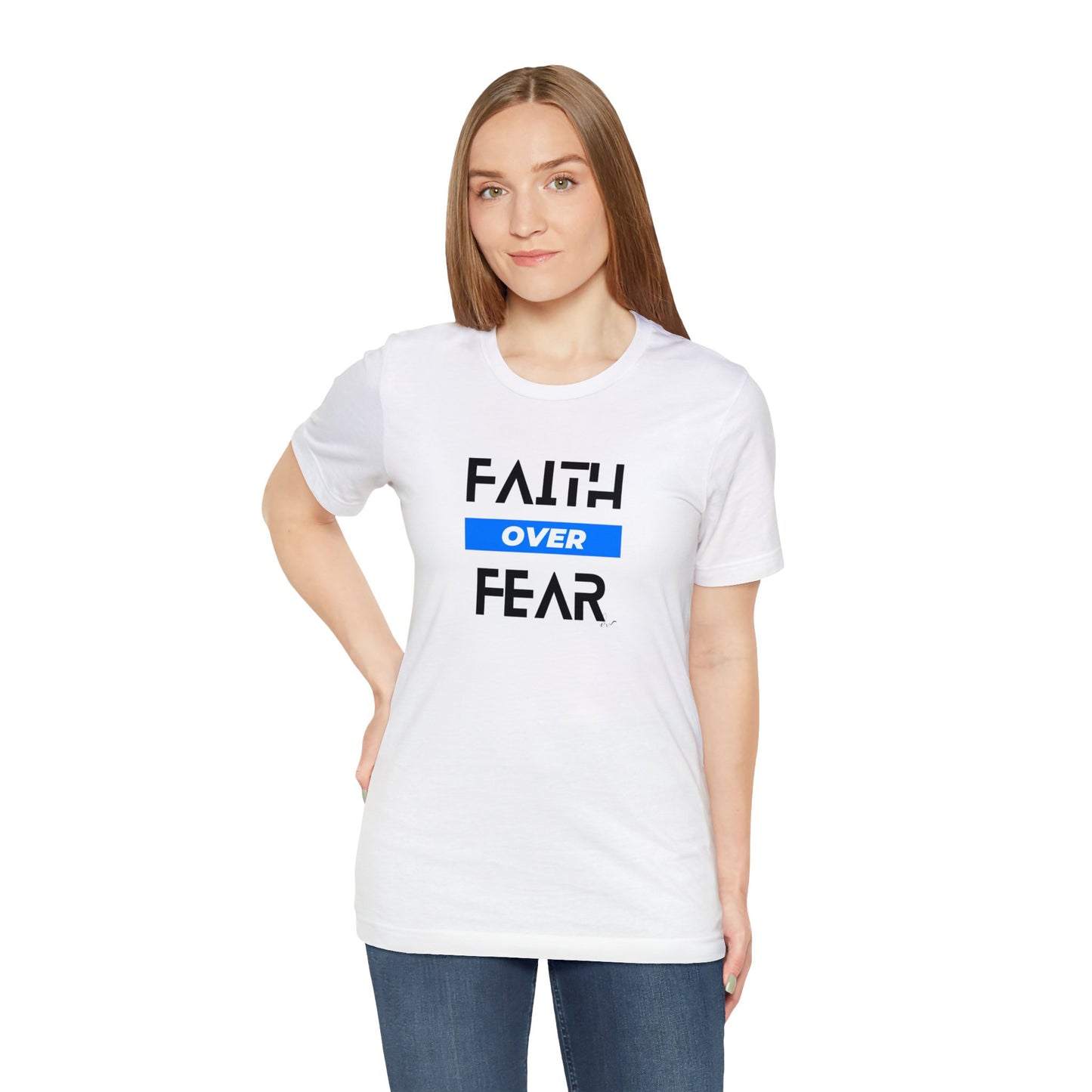 Faith Over Fear - Blue - Unisex Jersey Short Sleeve Tee