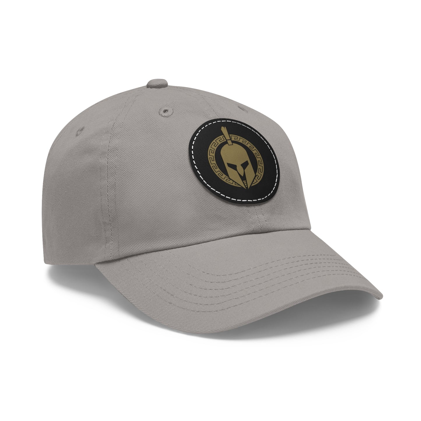 Sparta Hat - Gold Helmet on Leather Patch (Round)