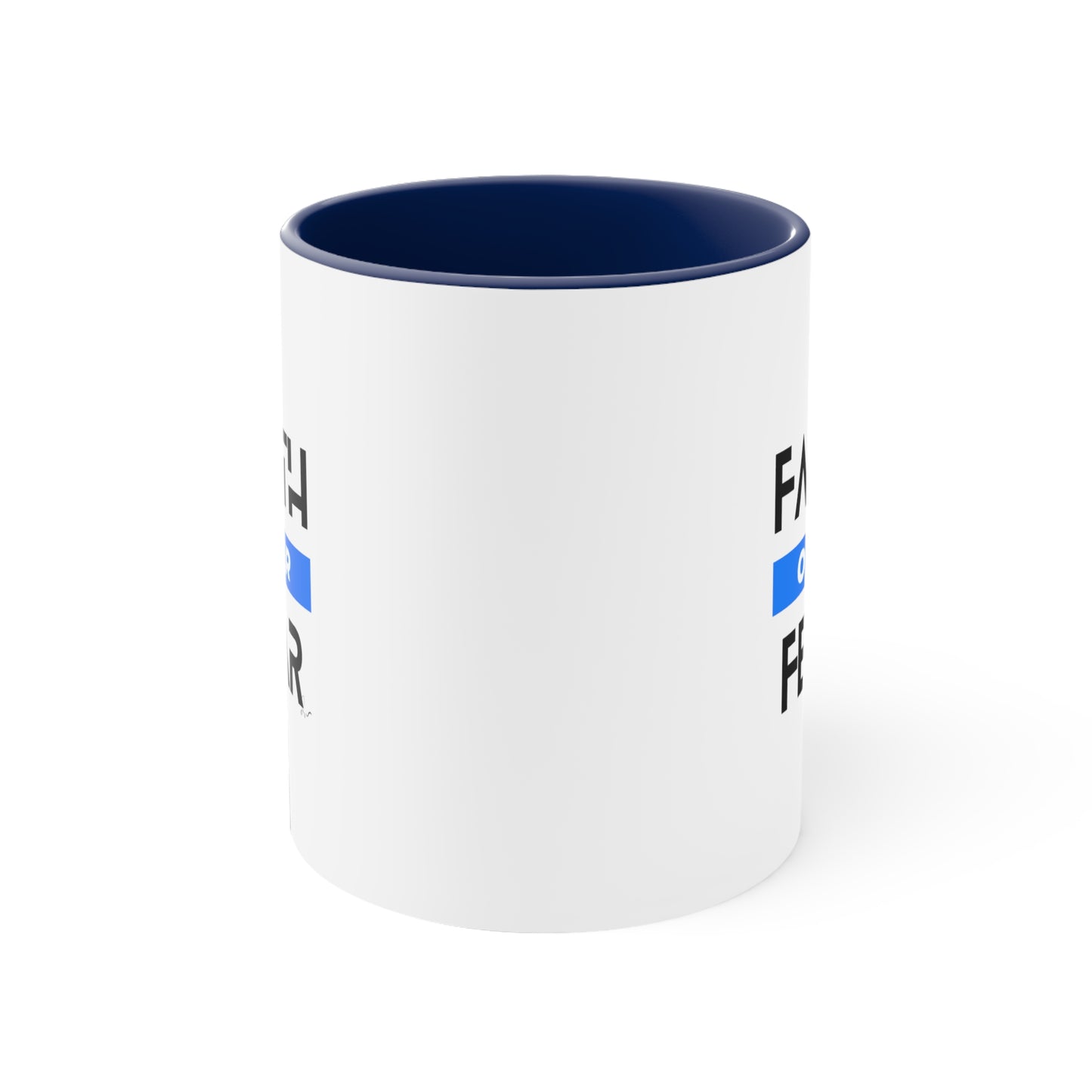 Faith Over Fear - Blue - Accent Coffee Mug, 11oz