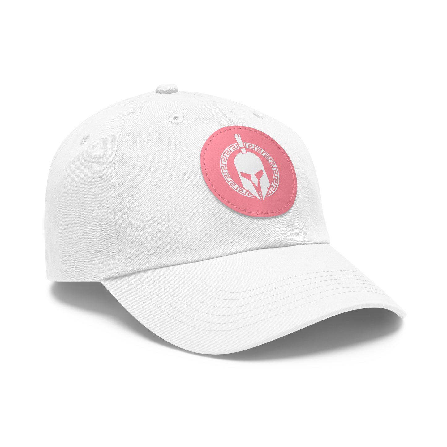 Sparta Hat - White Helmet on Leather Patch (Round)