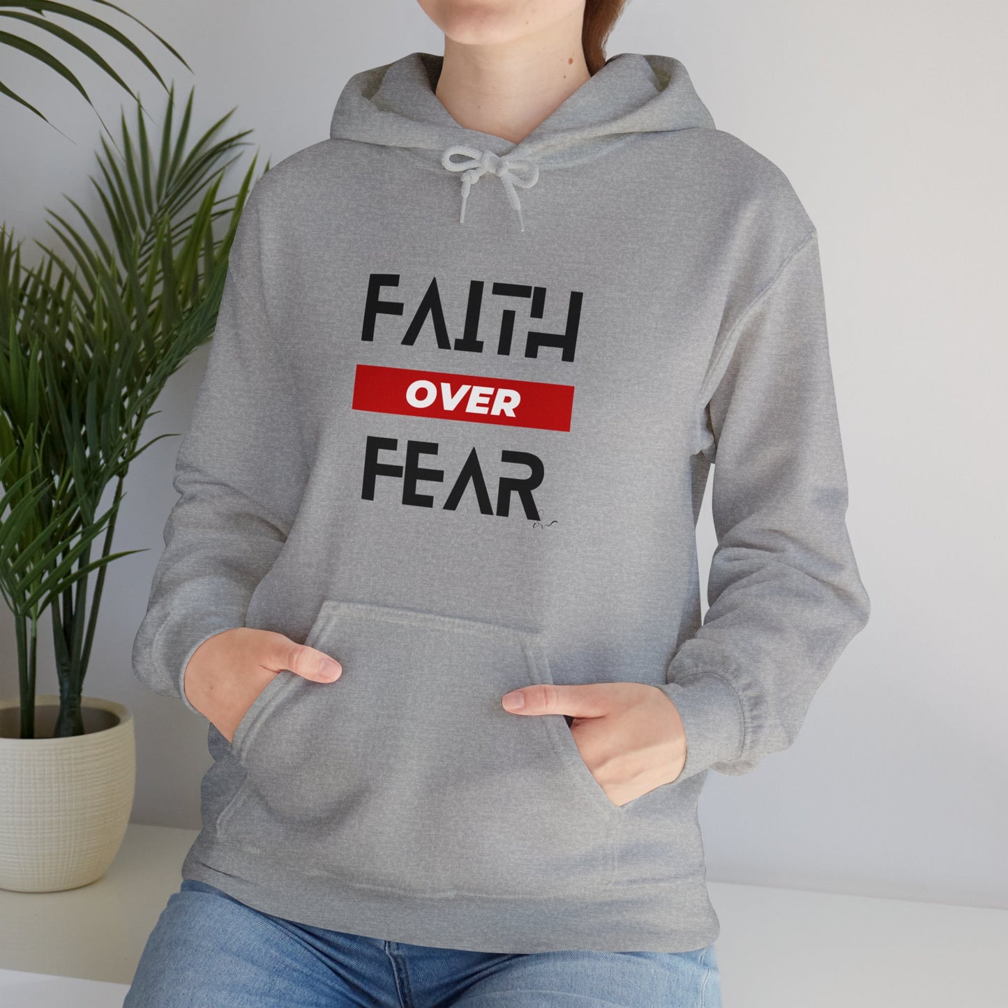 Faith Over Fear - Red - Unisex Heavy Blend™ Hooded Sweatshirt